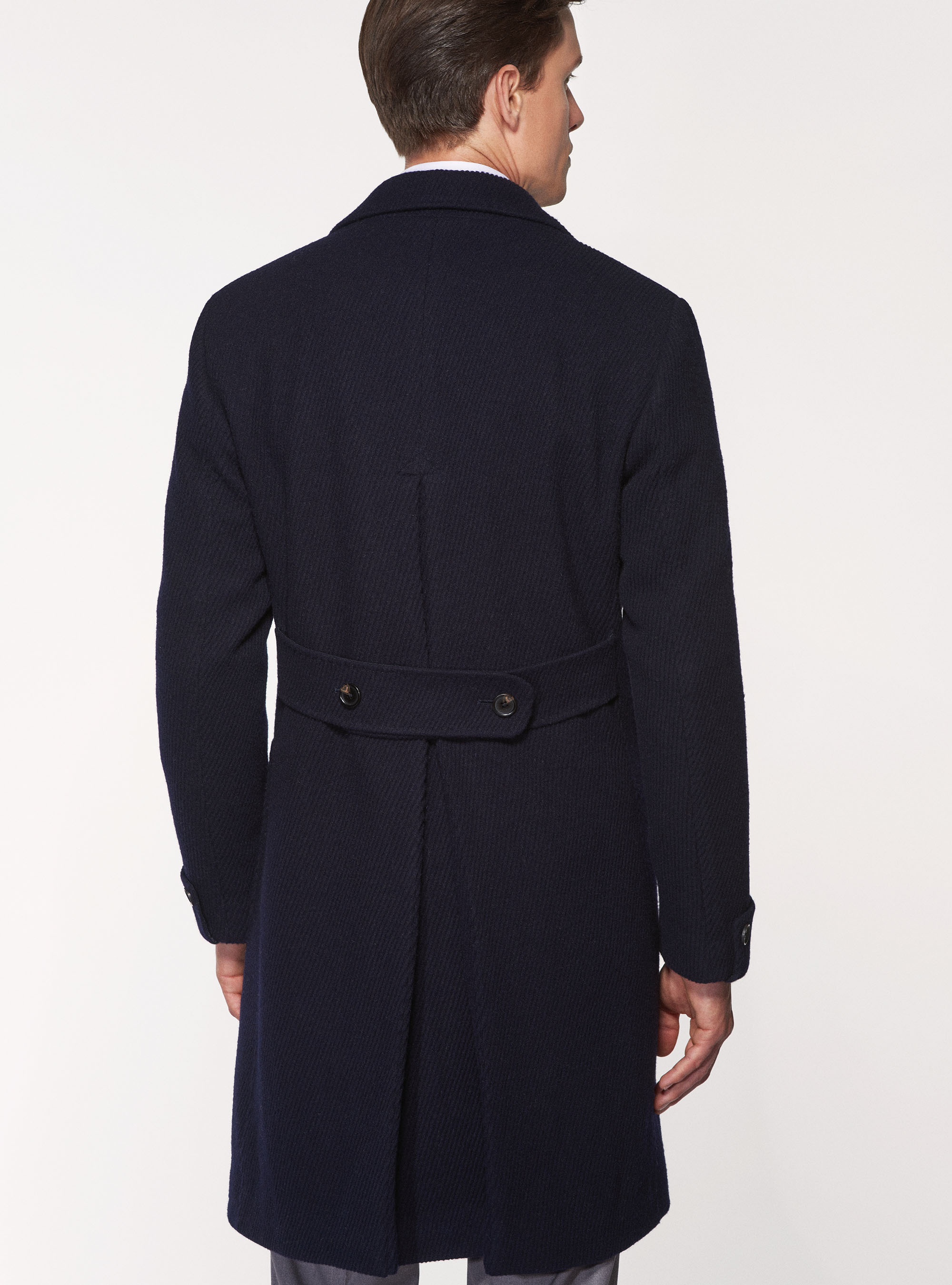 Ribbed wool double-breasted coat 