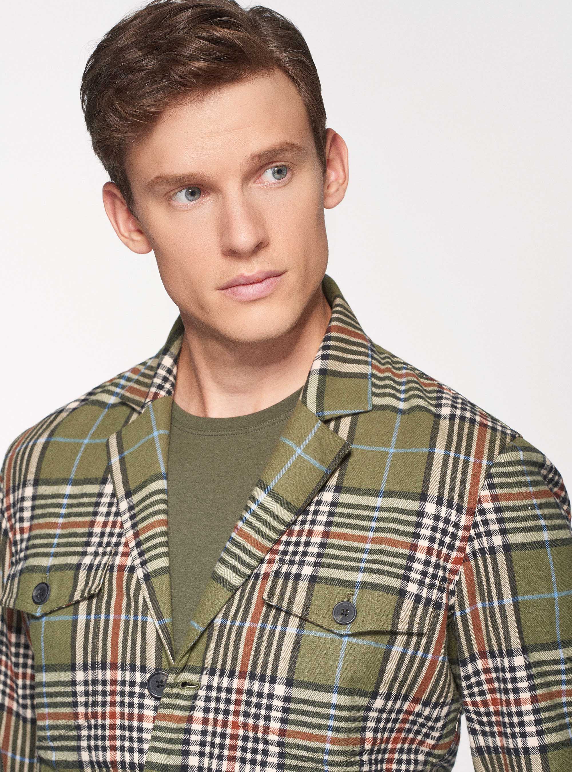 Giacca camicia a quadri in puro cotone, VERDE