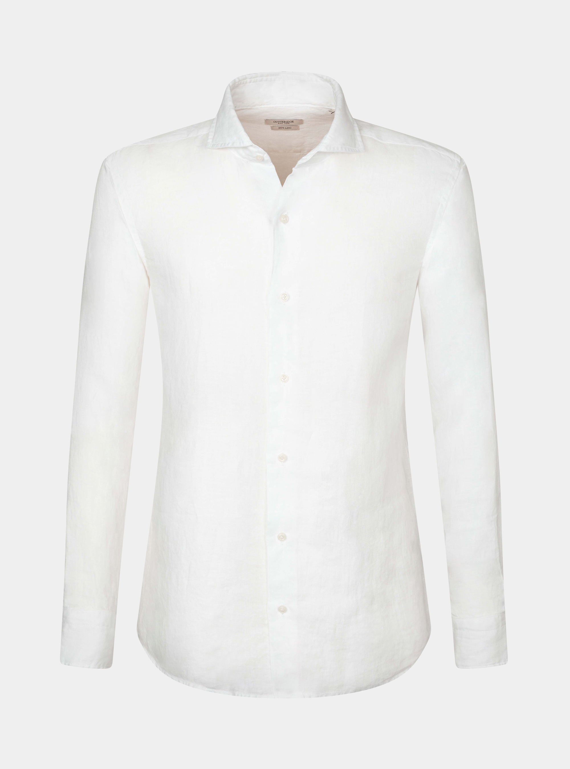Chemise &agrave; col fran&ccedil;ais en pur lin, BLANC
