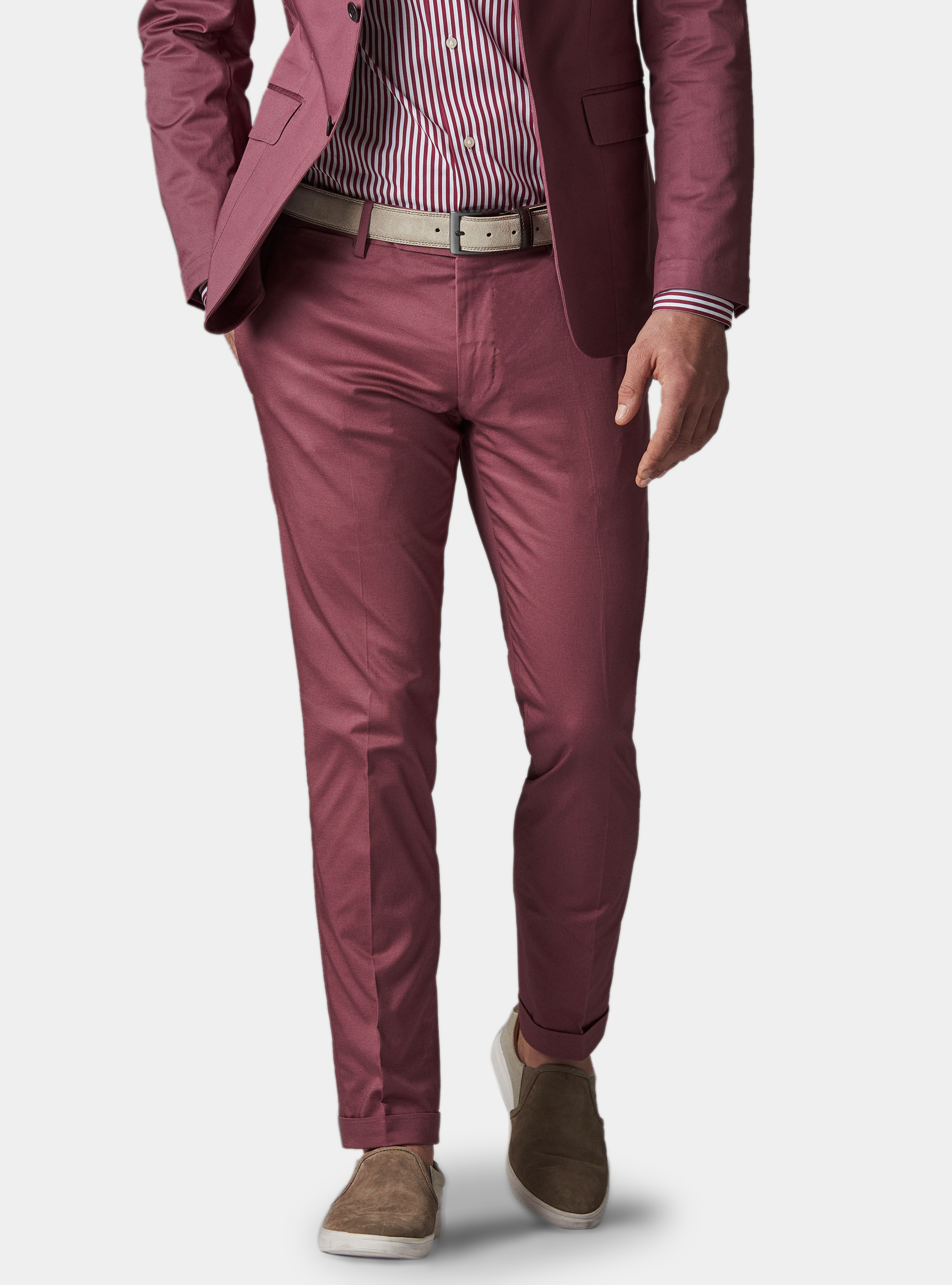 Pantalone per abito in cotone superior, ROSA SCURO 0458C