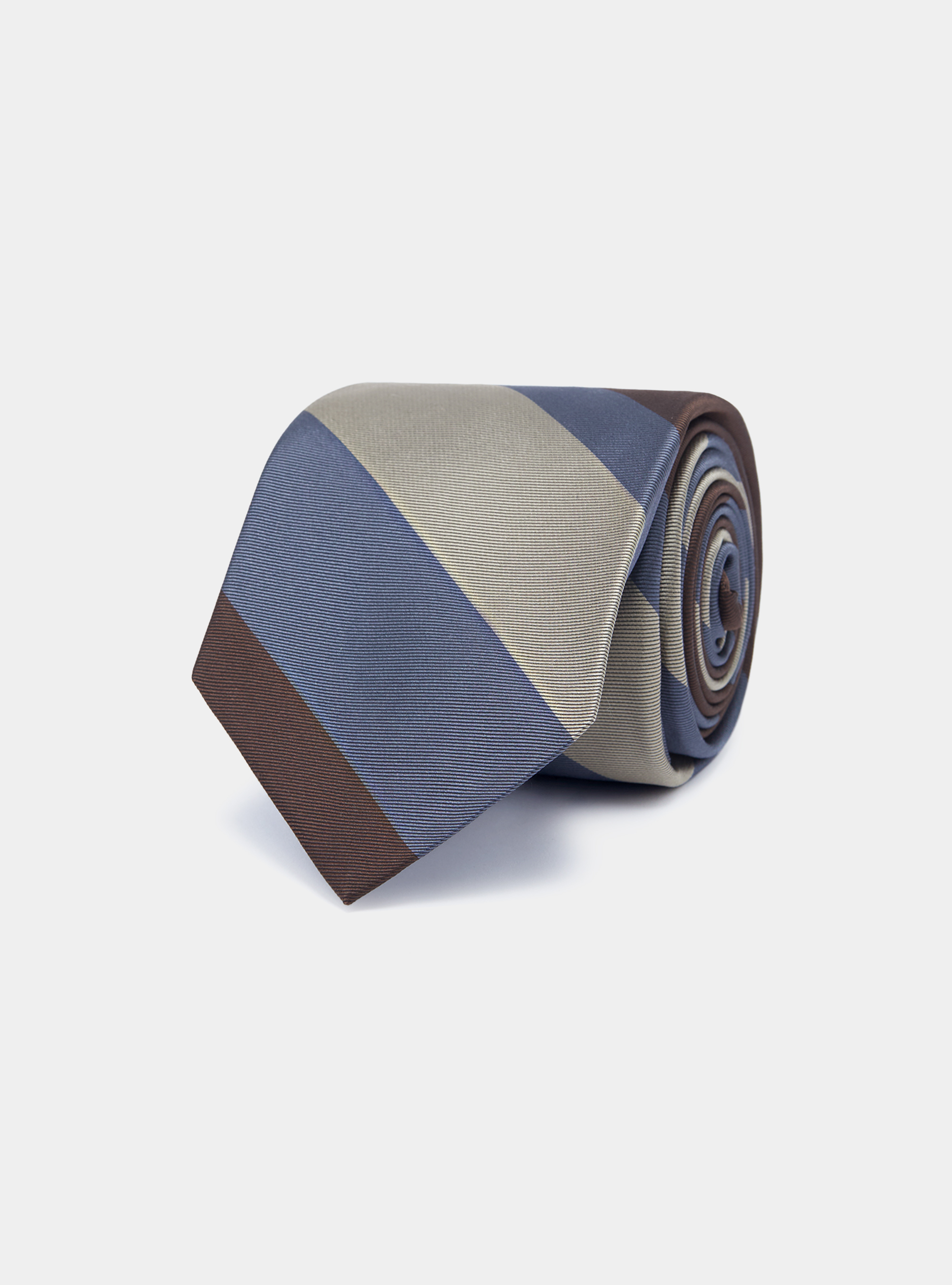 Regimental silk twill tie, BROWN