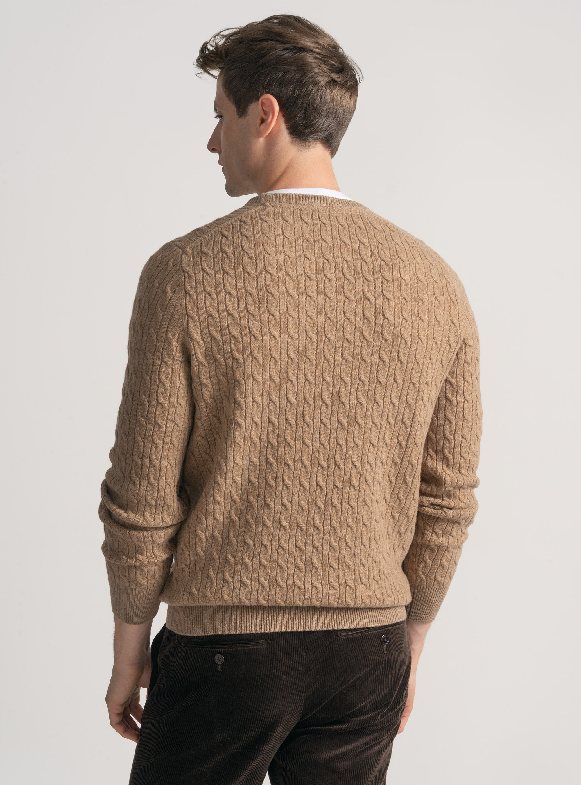 Cashmere wool crew-neck sweater with braid, CAMMELLO 0570C