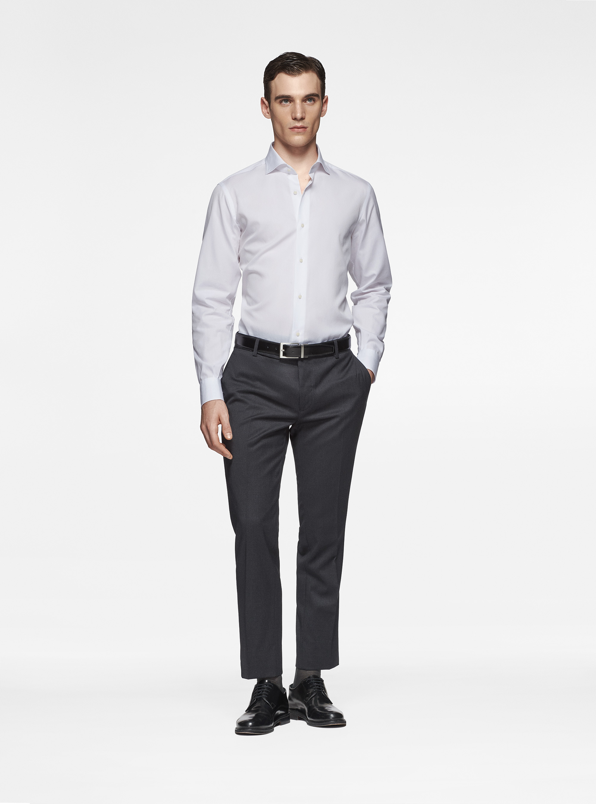 Chemise en coton fil à fil, BLANC