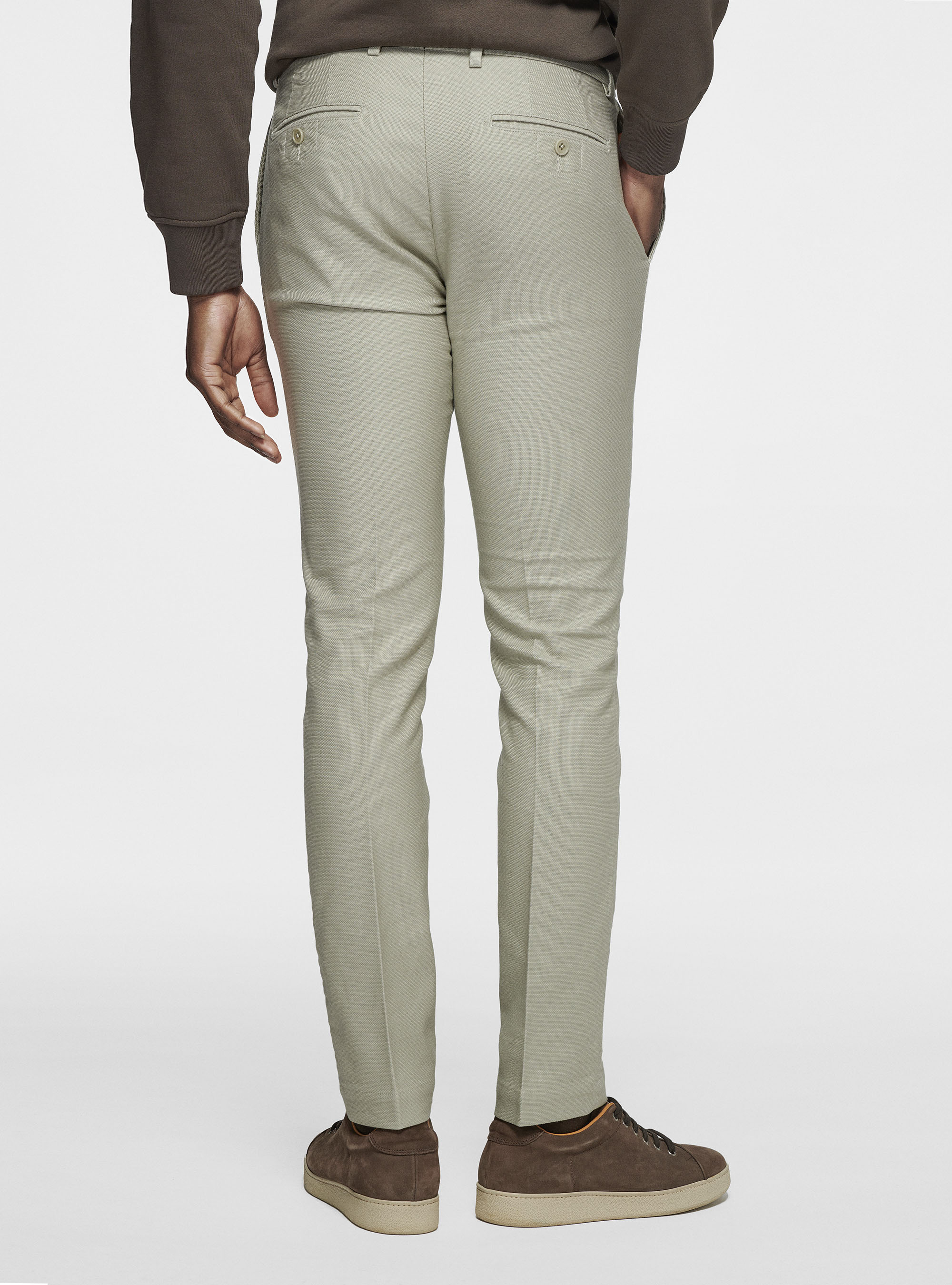 Pantaloni chino slim fit in cotone armaturato, ECRU