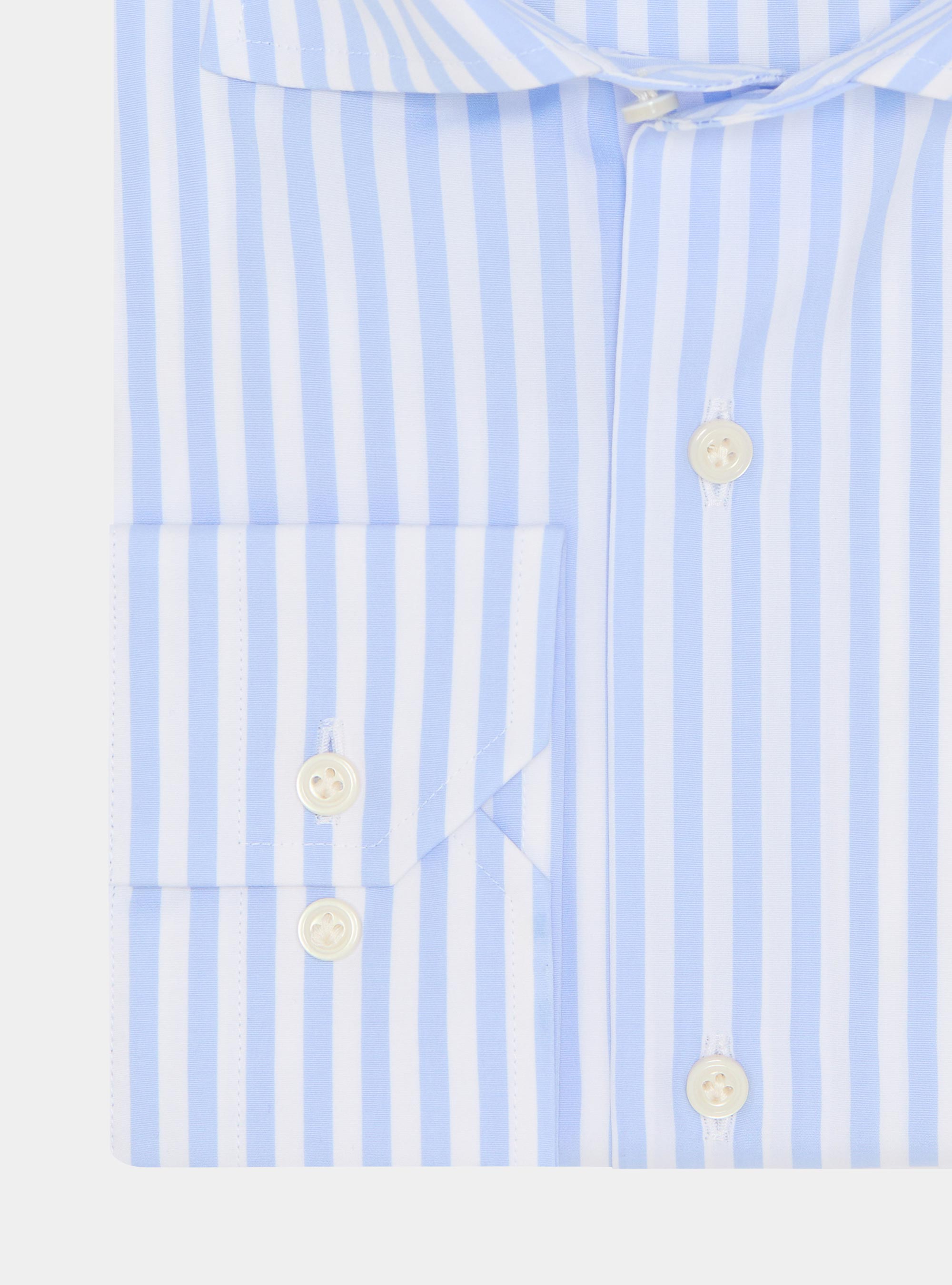 Chemise en popeline de coton &agrave; larges rayures, BLEU CIEL