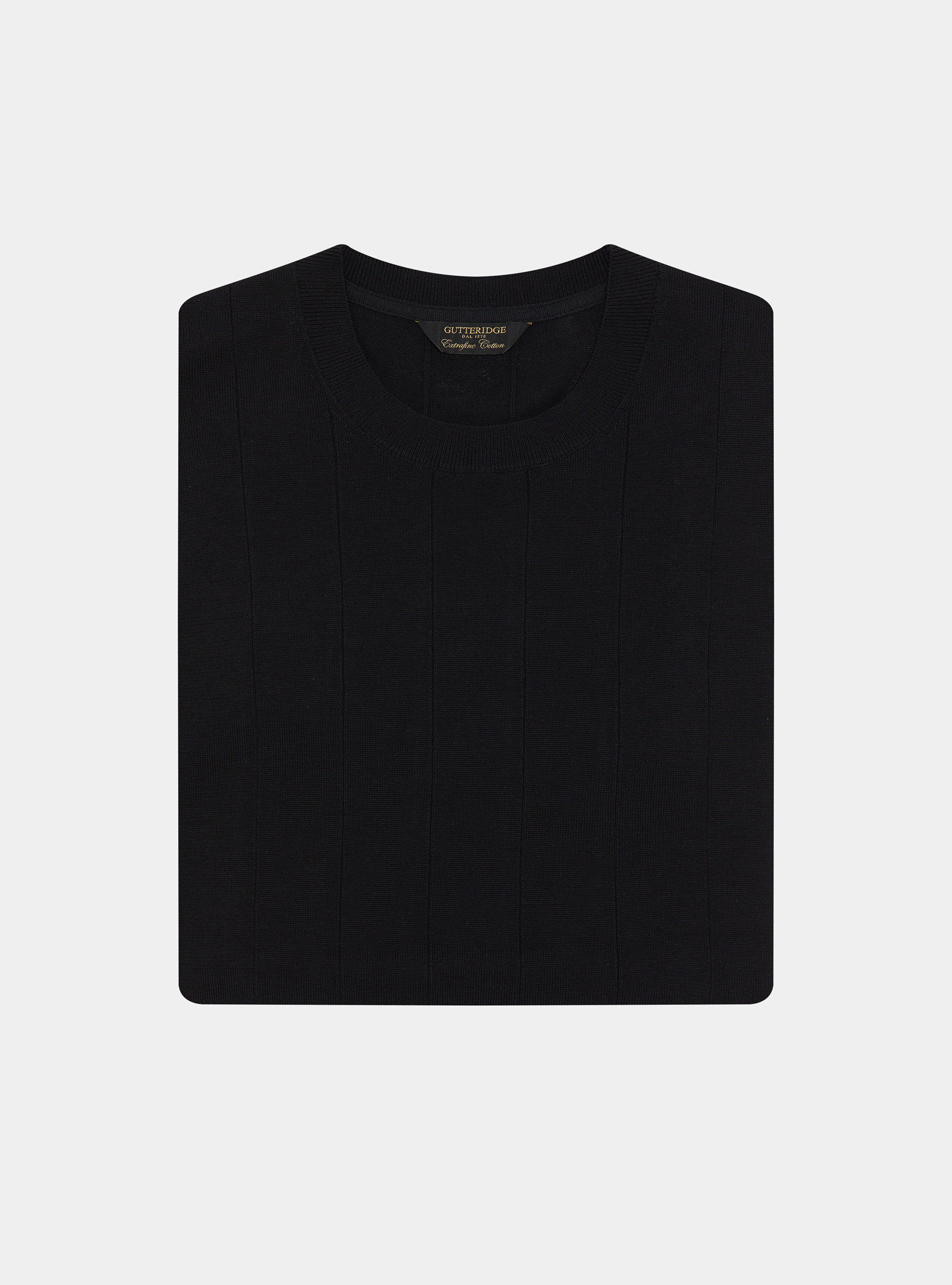 Maglia in puro cotone costa piatta, NERO