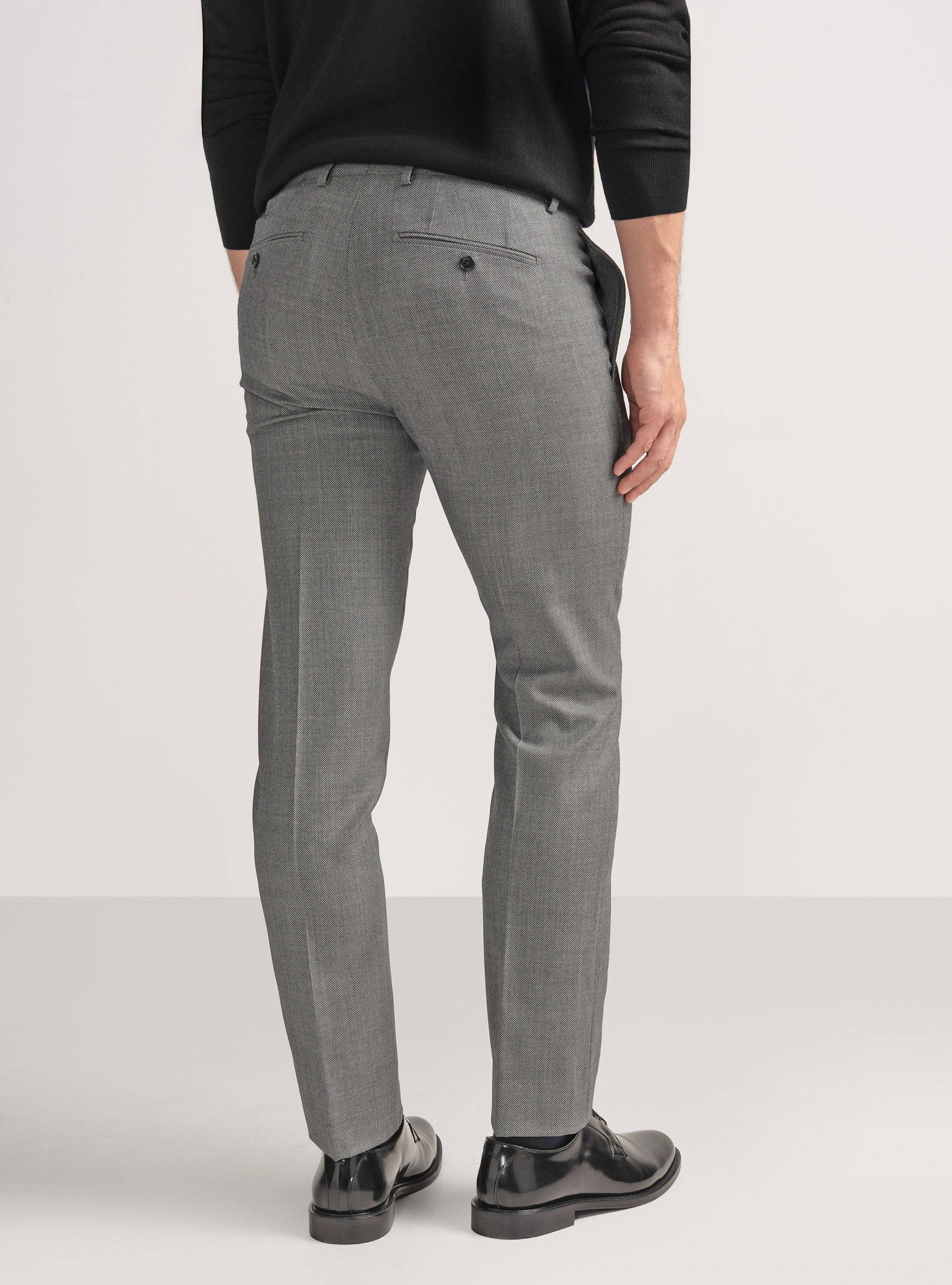 Pantaloni per abito in lana occhio di pernice Vitale Barberis Canonico, GRIGIO CHIARO