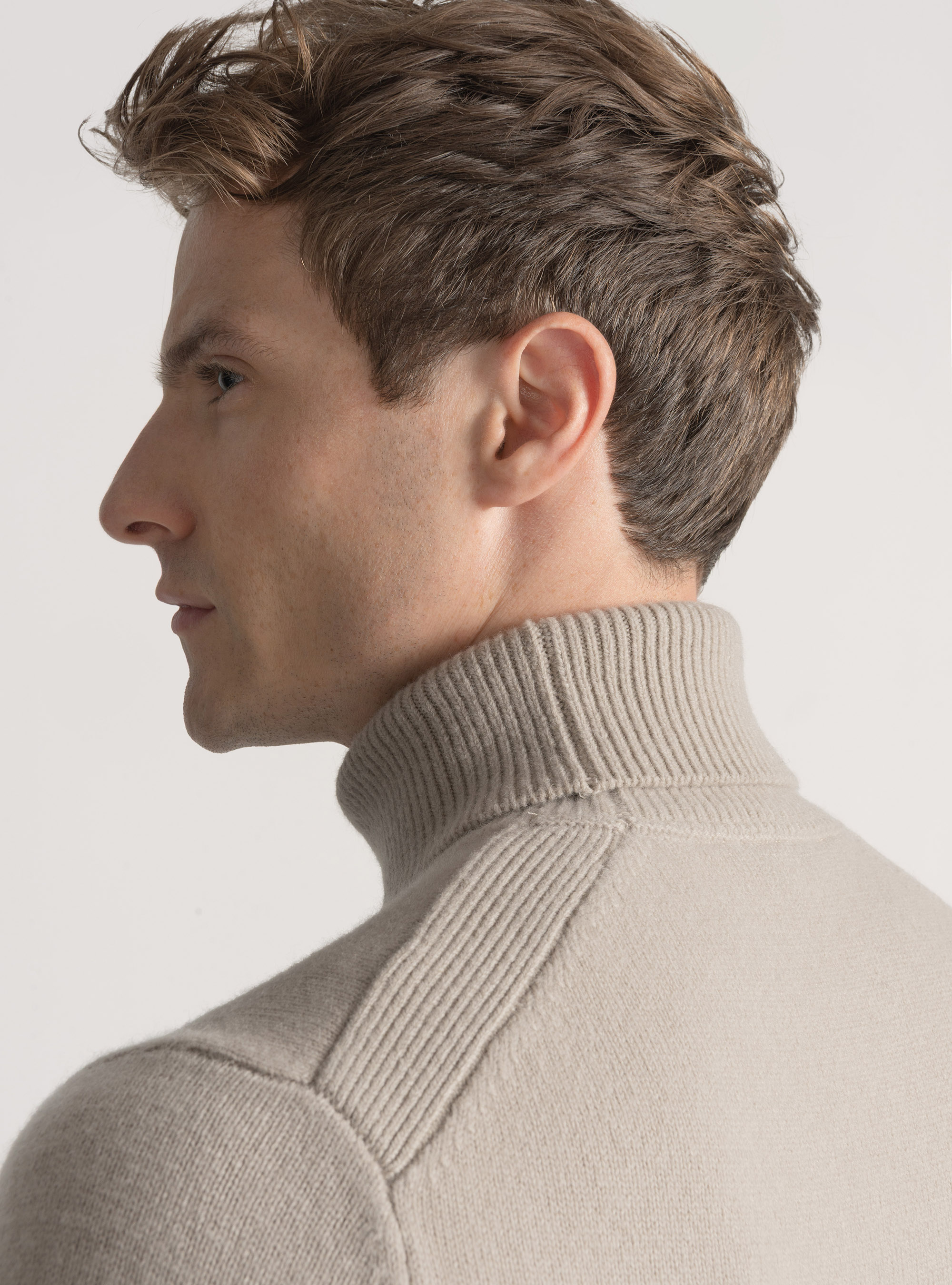 Merino wool turtleneck sweater, SAND