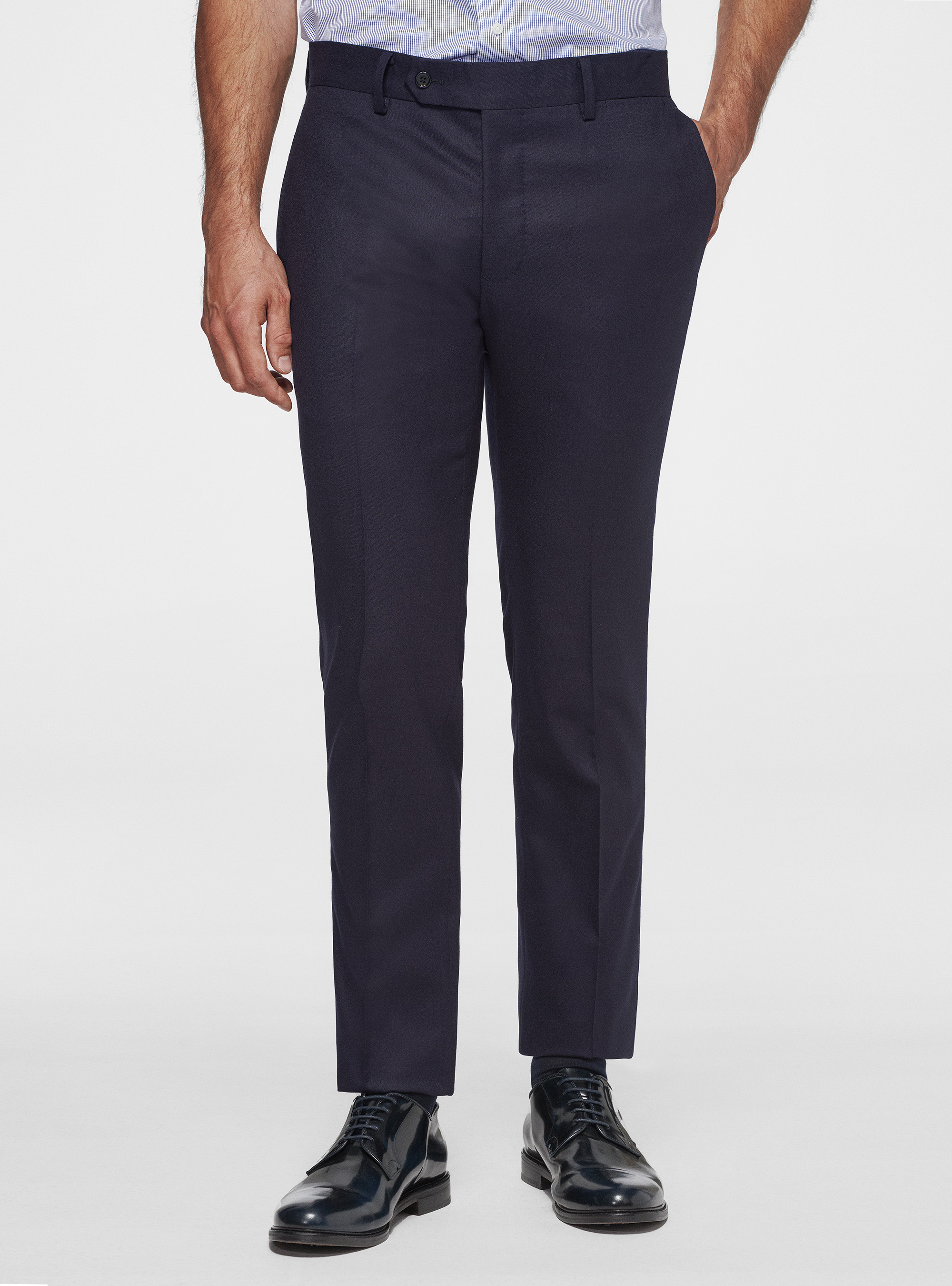 Pantaloni in flanella di lana Vitale Barberis Canonico, BLU NAVY