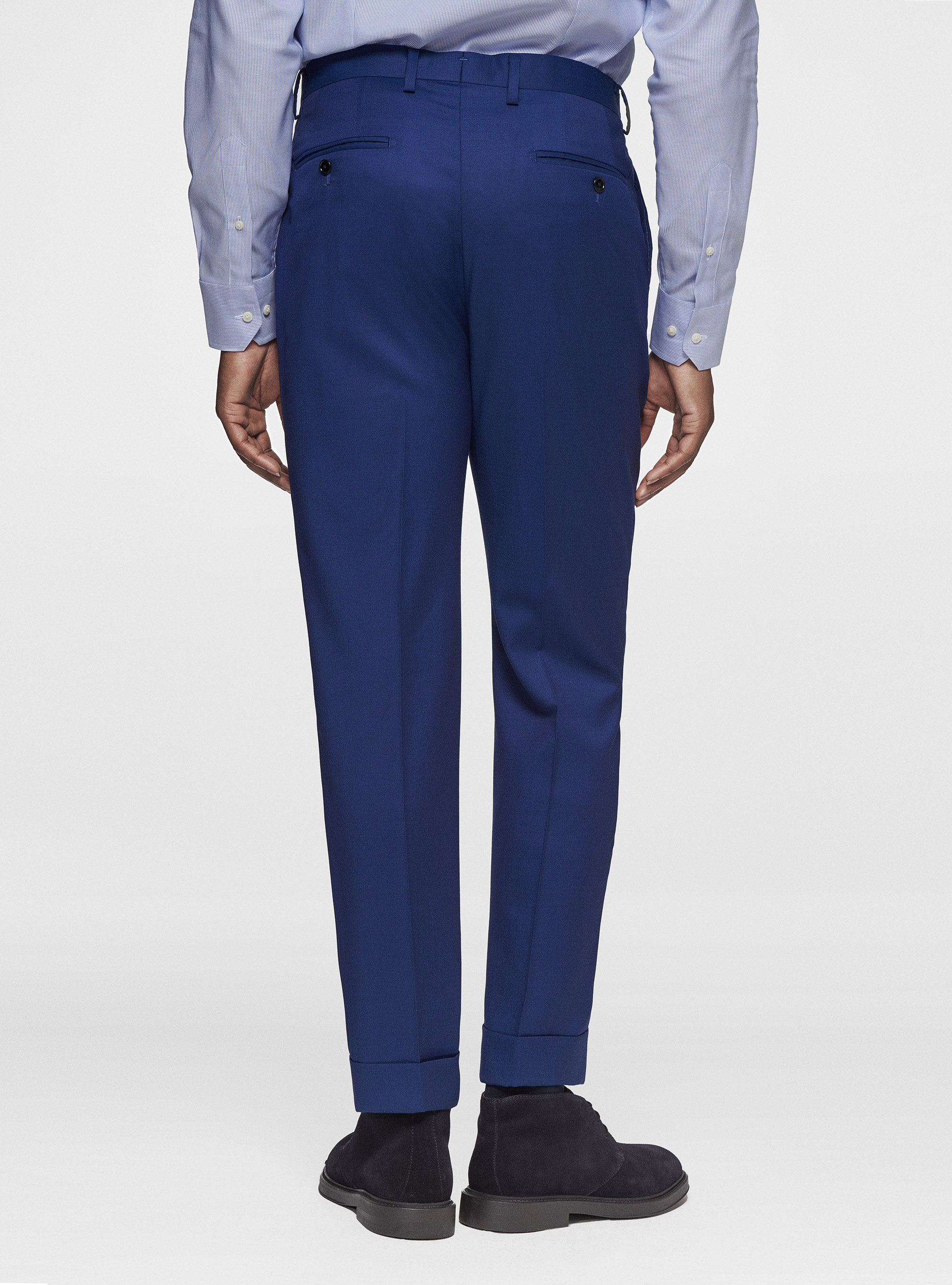 Pantaloni doppia pince in pura lana Reda, BASALTO