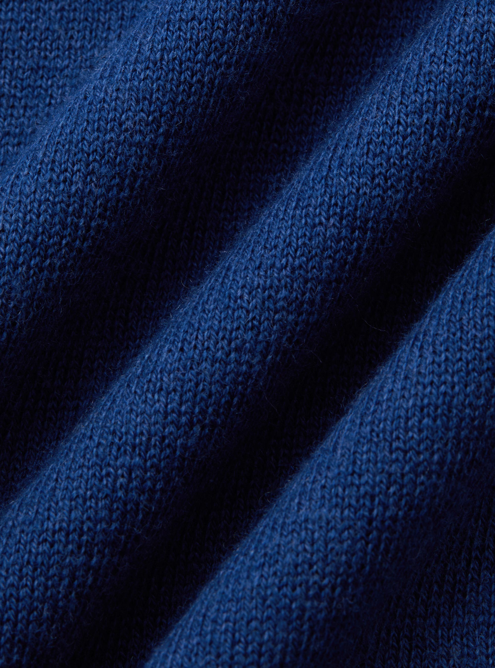 Tricot &agrave; col rond en coton soie et cachemire, BLEU ROYAL