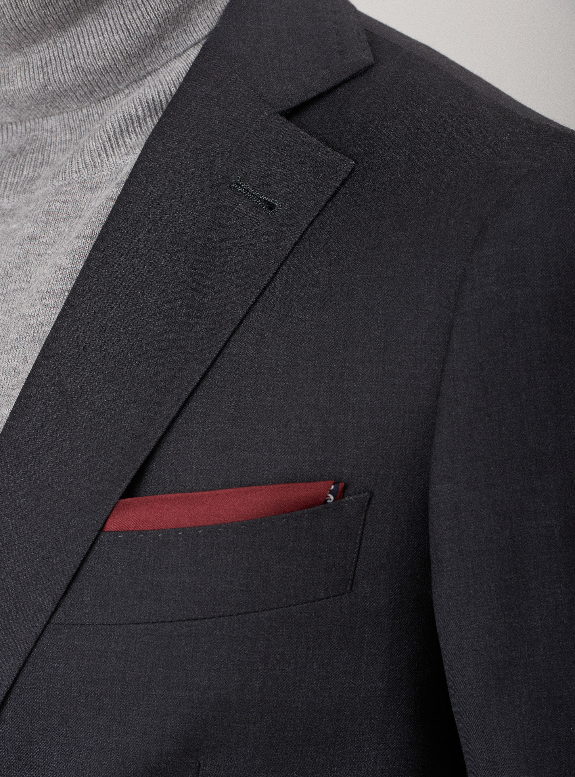 Giacca per abito in pura lana superfine 120's, ASFALTO