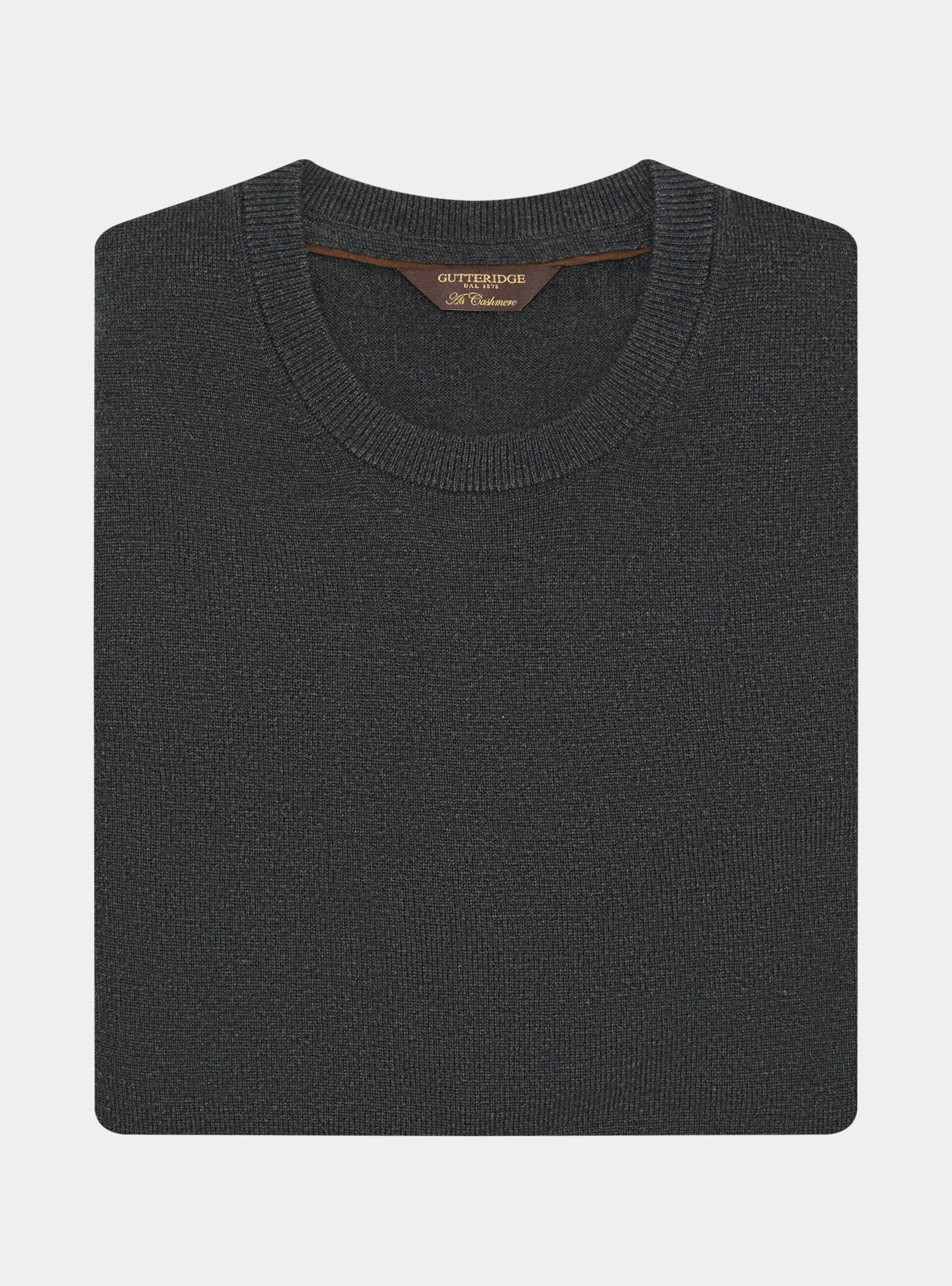 Tricot à col ras du cou en laine mélangée, ASPHALTE