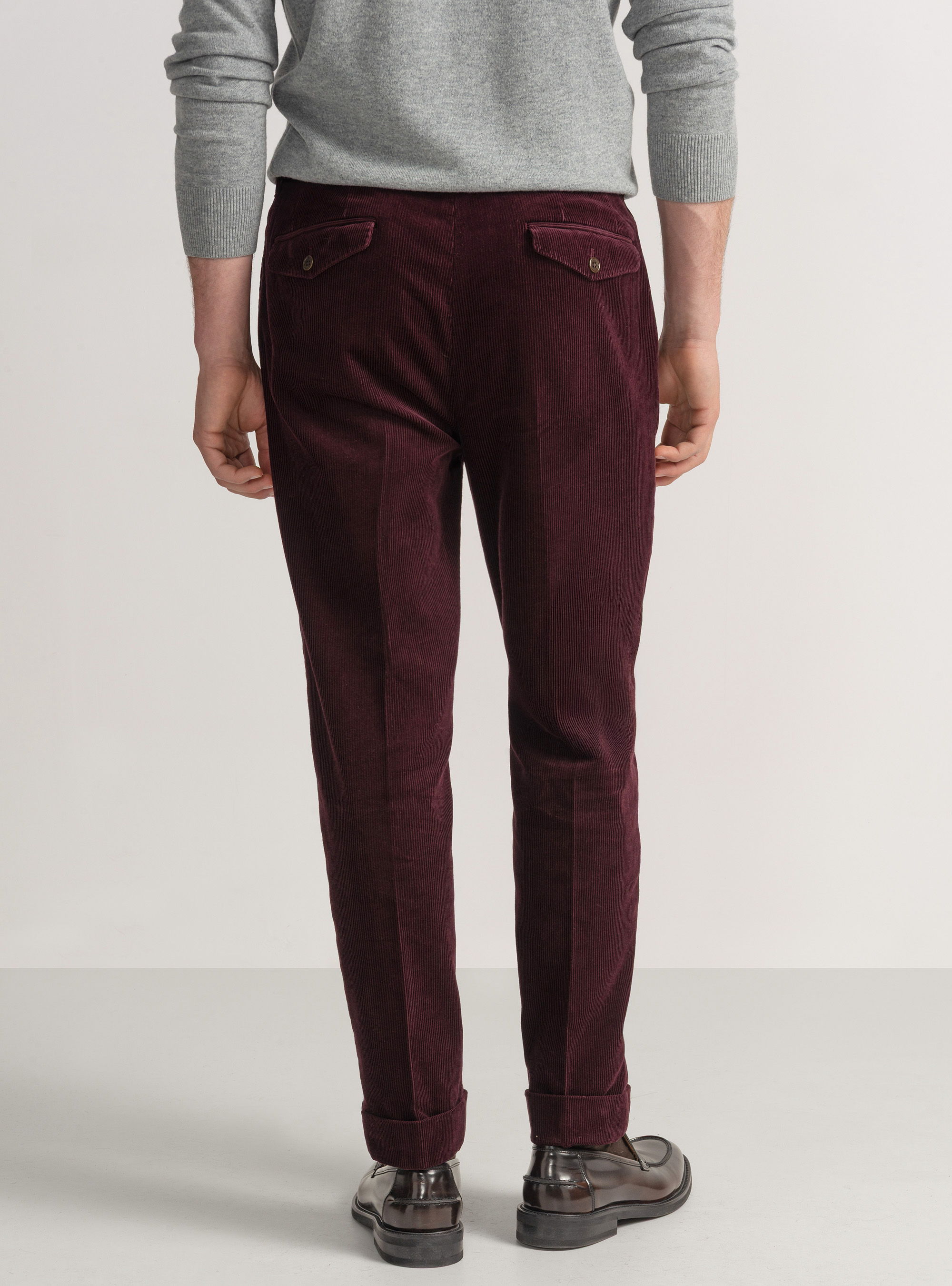 Pantaloni in velluto con pince e cinturino elastico, VINACCIA 0401C