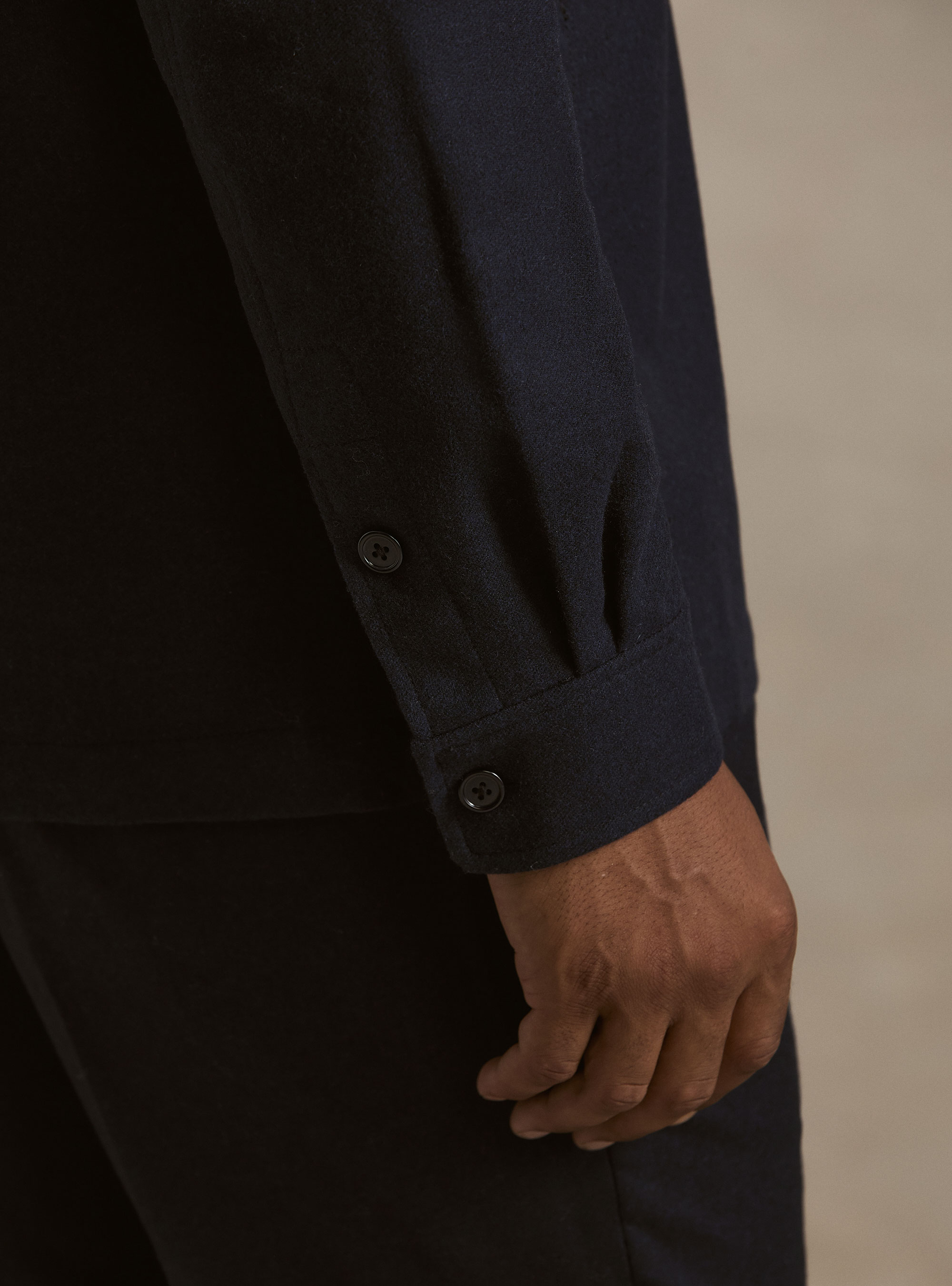 Lightweight wool blend flannel overshirt, NAVY