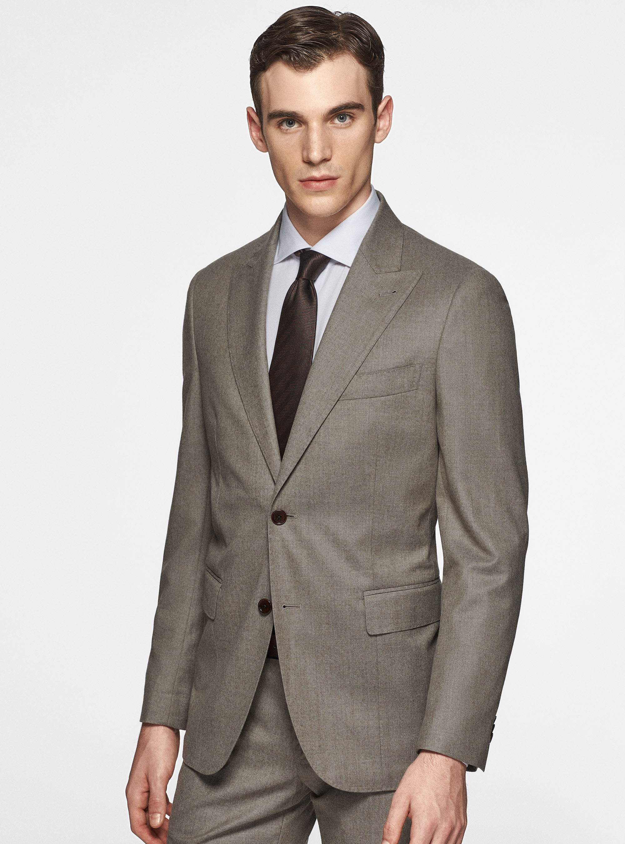 Giacca petto a lancia in flanella, SABBIA