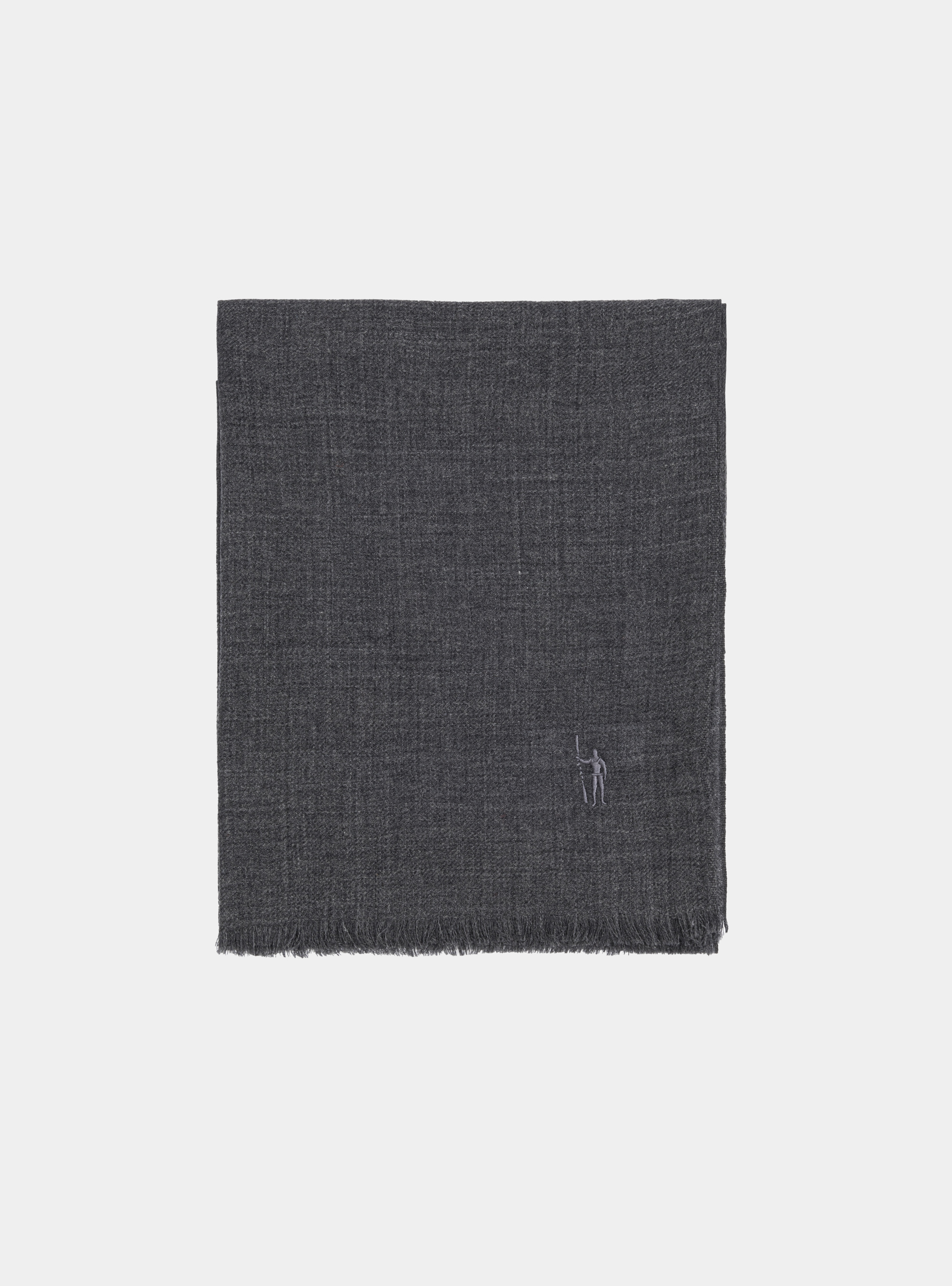 Sciarpa in lana con ricamo, ASFALTO