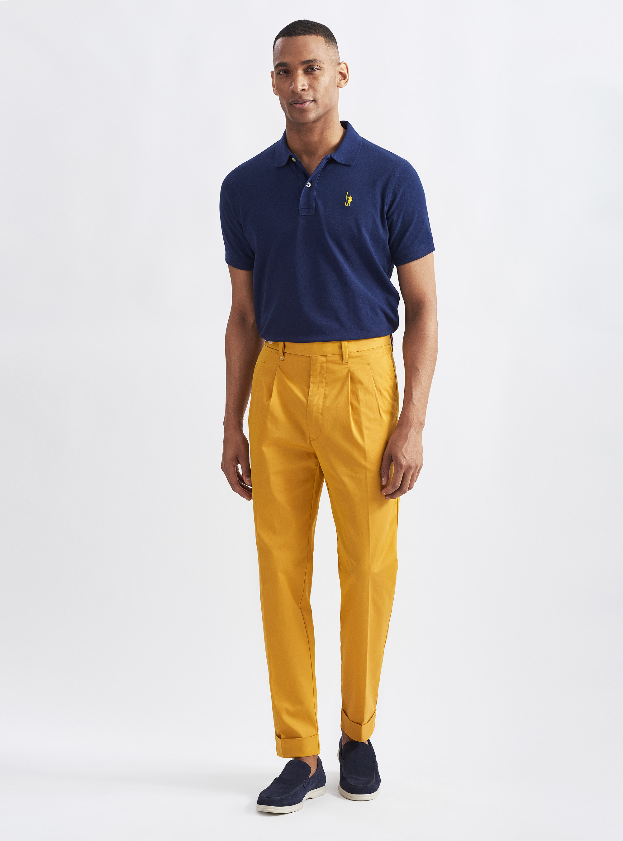 Pantaloni in twill leggero con doppia pince, ZAFFERANO 0776C