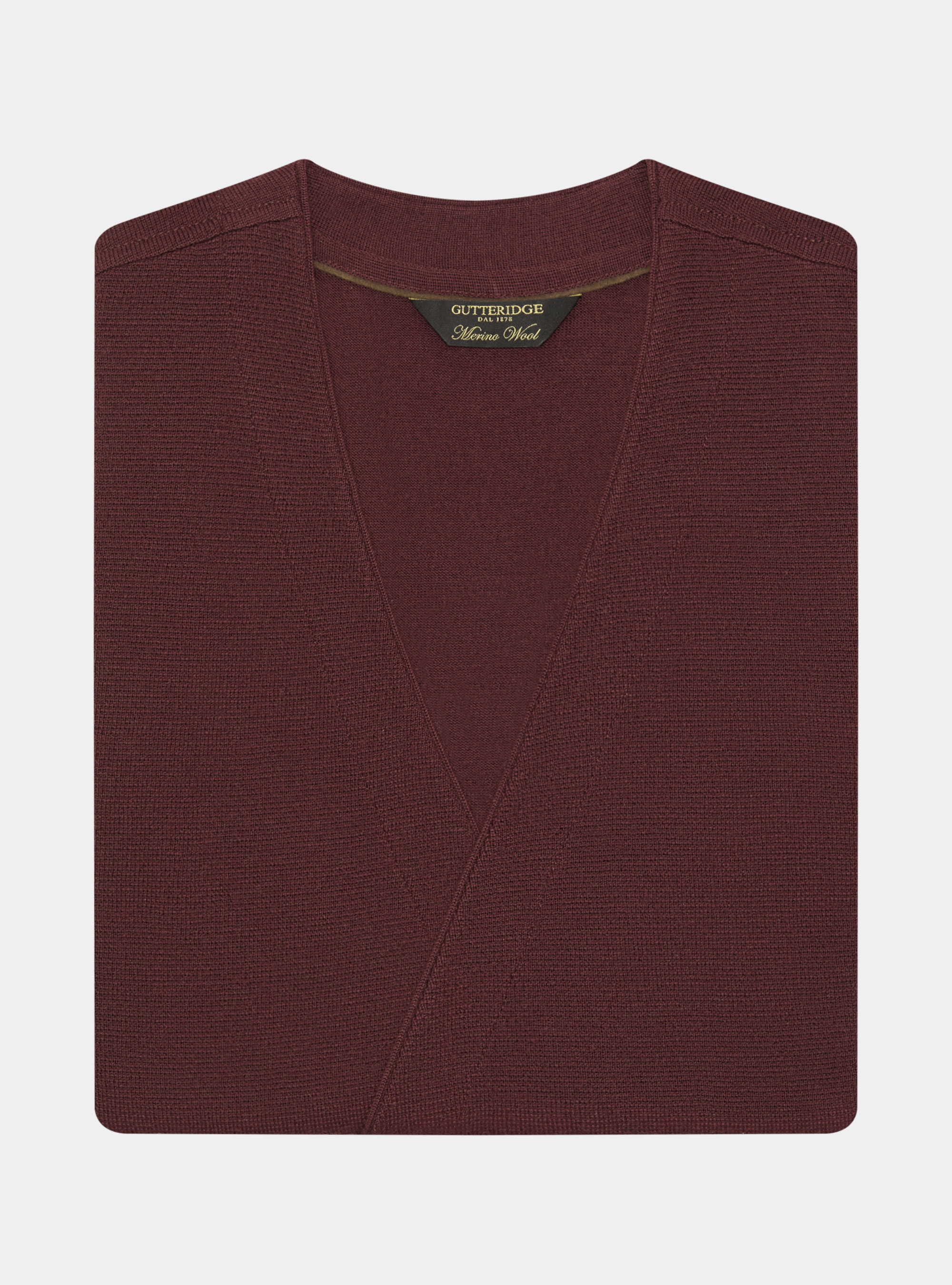 Gilet in maglia doppiopetto in pura lana merino extrafine, BORDEAUX