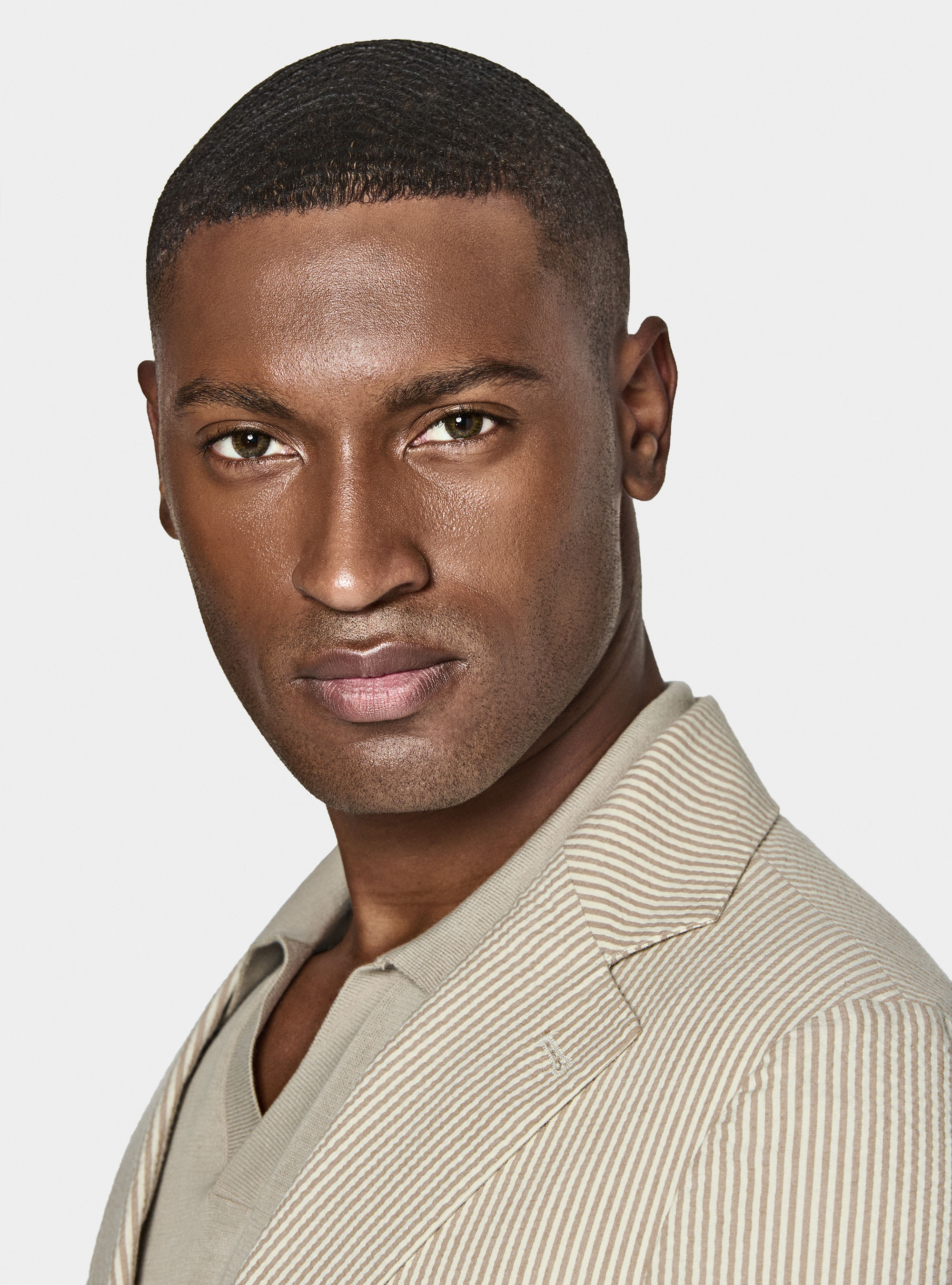 Giacca rigata in cotone seersucker, SABBIA