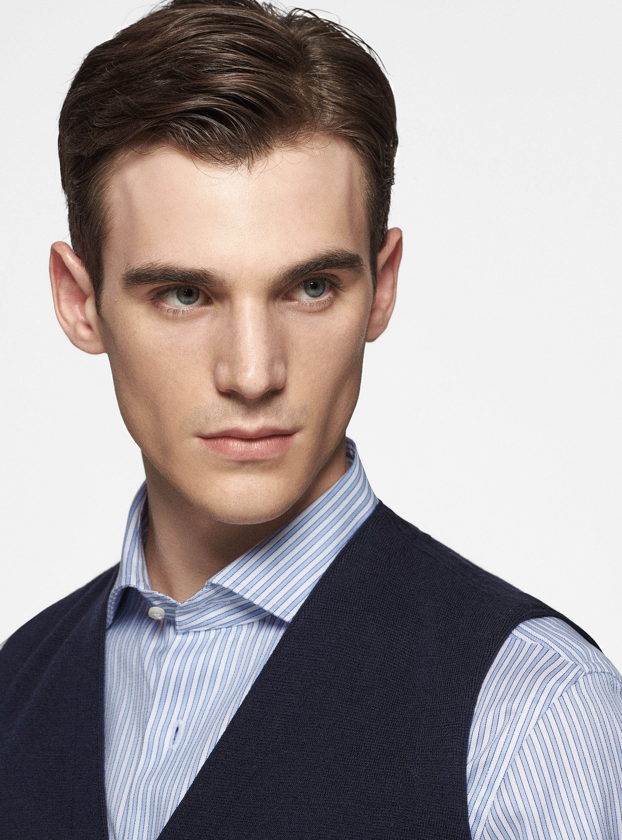 Gilet in maglia doppiopetto in pura lana merino, BLU NAVY