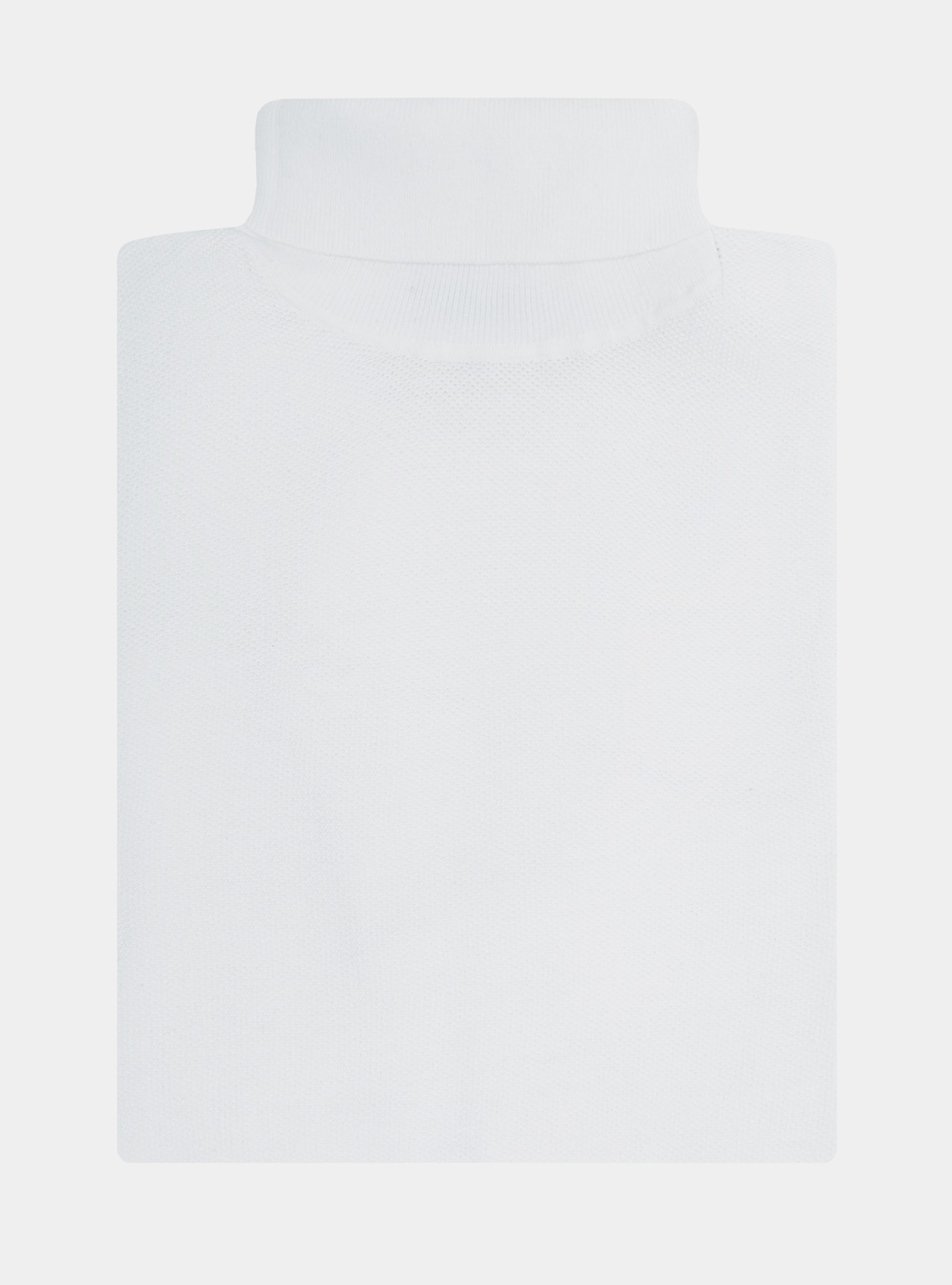 Cotton cashmere honeycomb turtleneck, WHITE