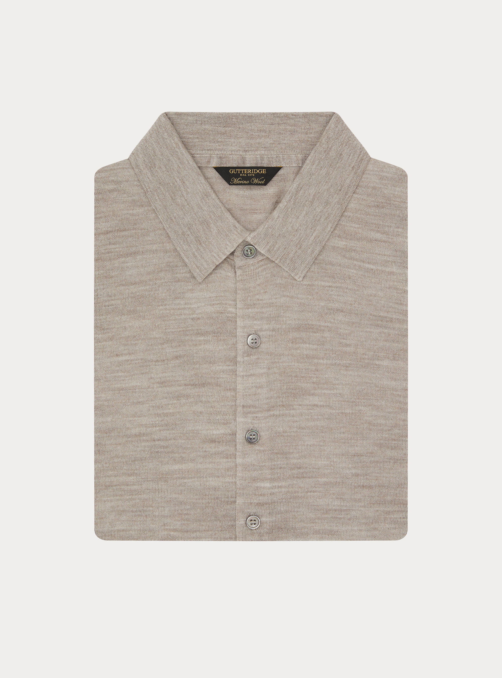 Polo de punto en lana merino extrafina, SABBIA MELANGE 0564C