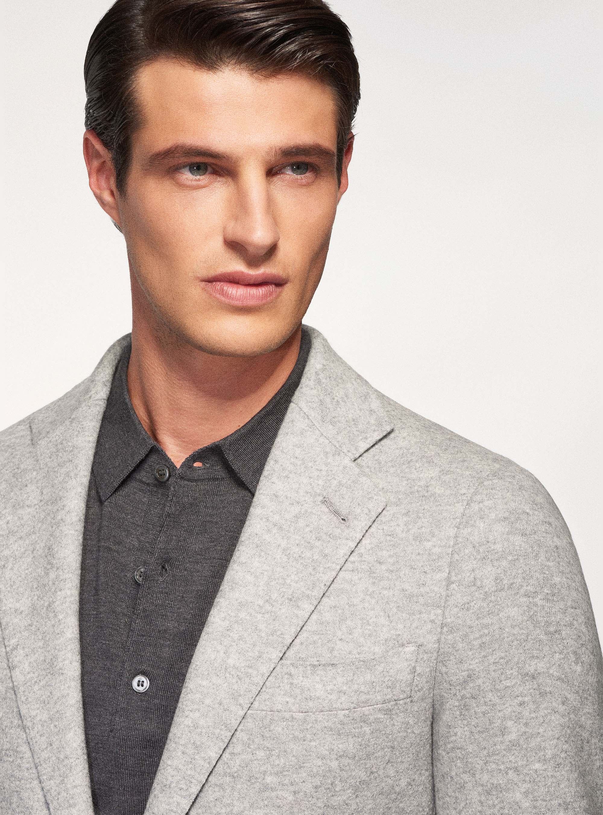 Giacca in jersey di lana, GRIGIO CHIARO