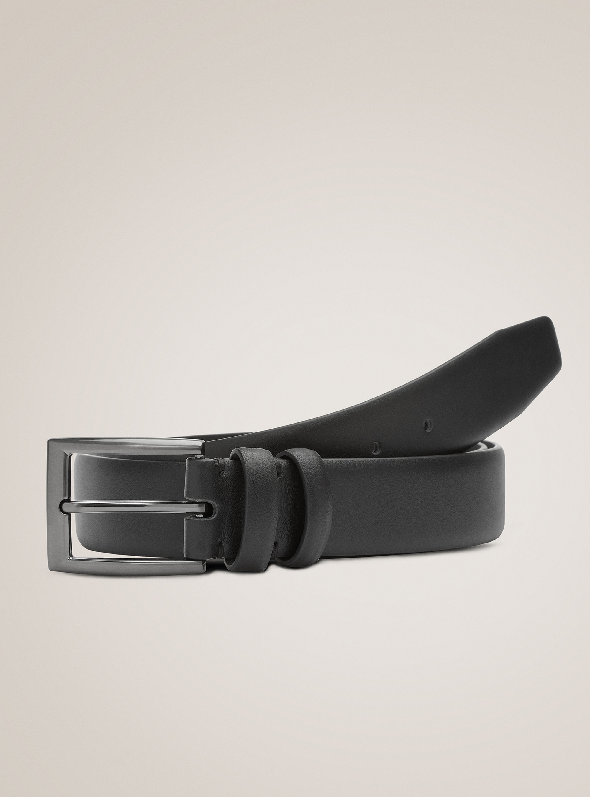 Solid color leather belt, BLACK