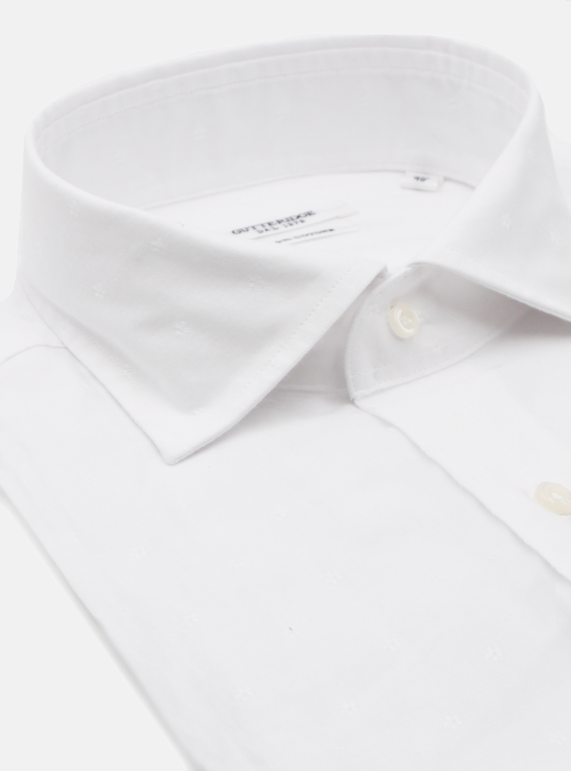 TEXTURED COTTON SHIRT WITH SMALL FRENCH COLLAR, WHITE