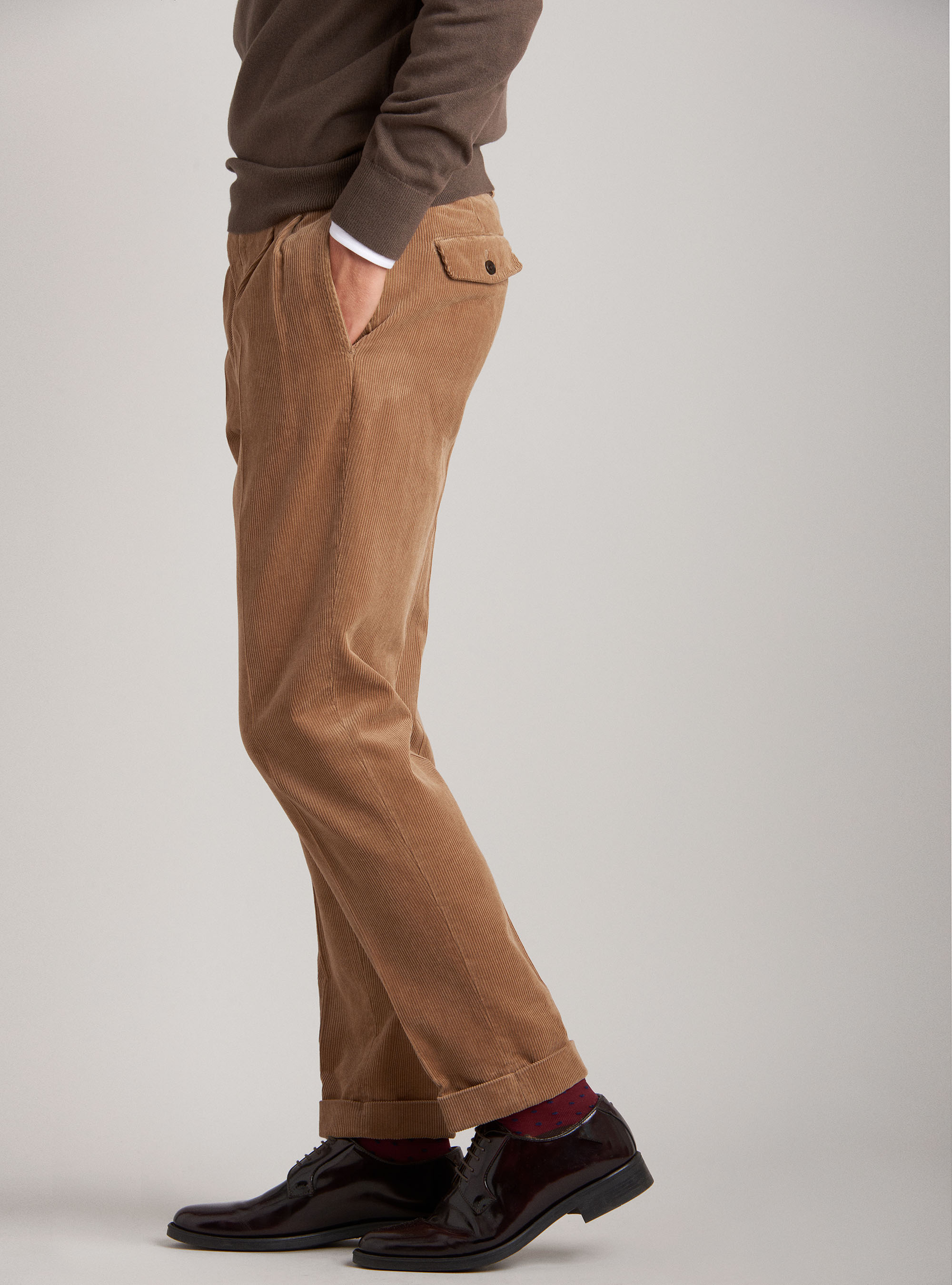 Pantaloni chino in velluto di cotone, SABBIA