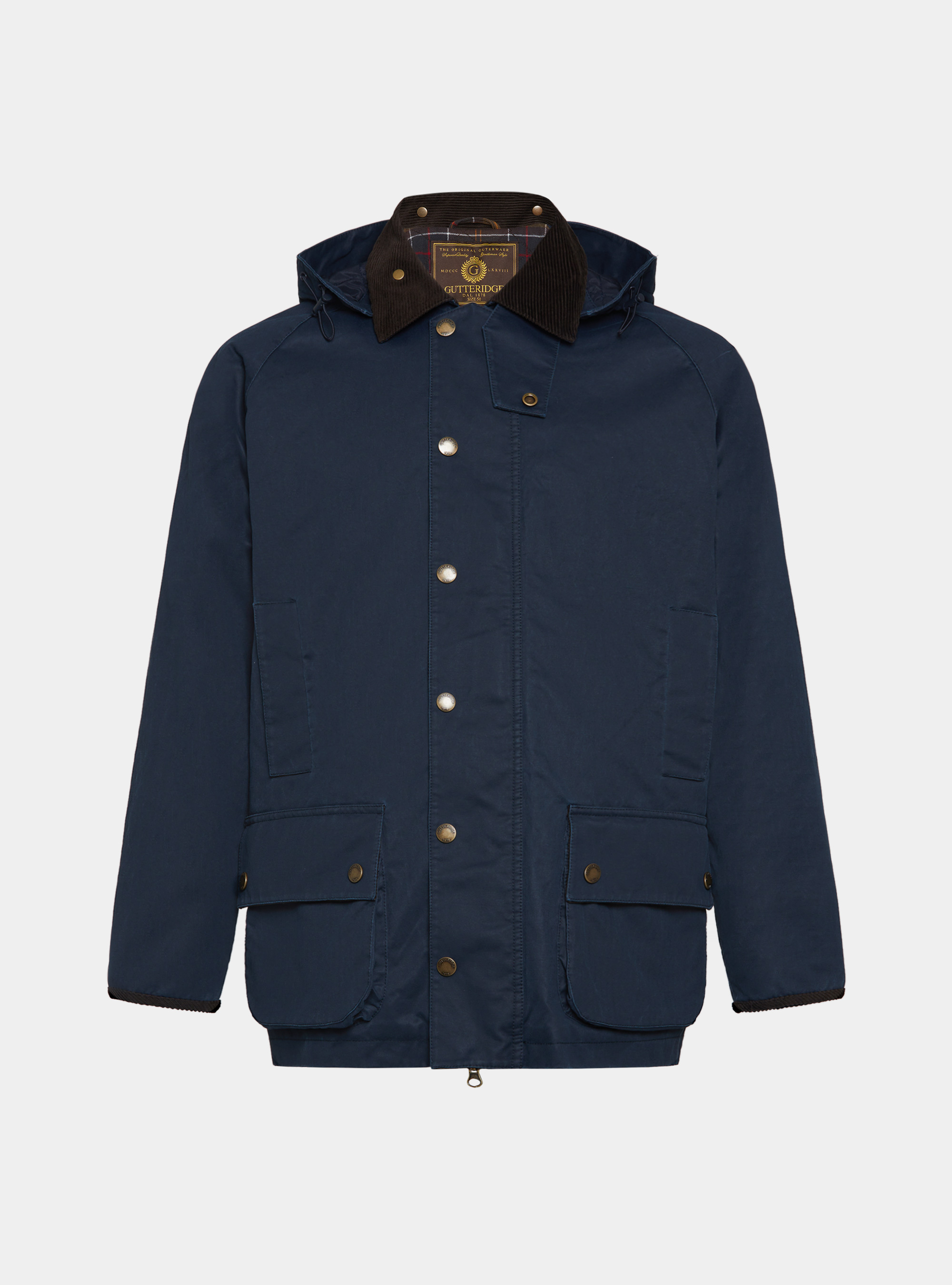 Giacca cerata in misto cotone, BLU NAVY