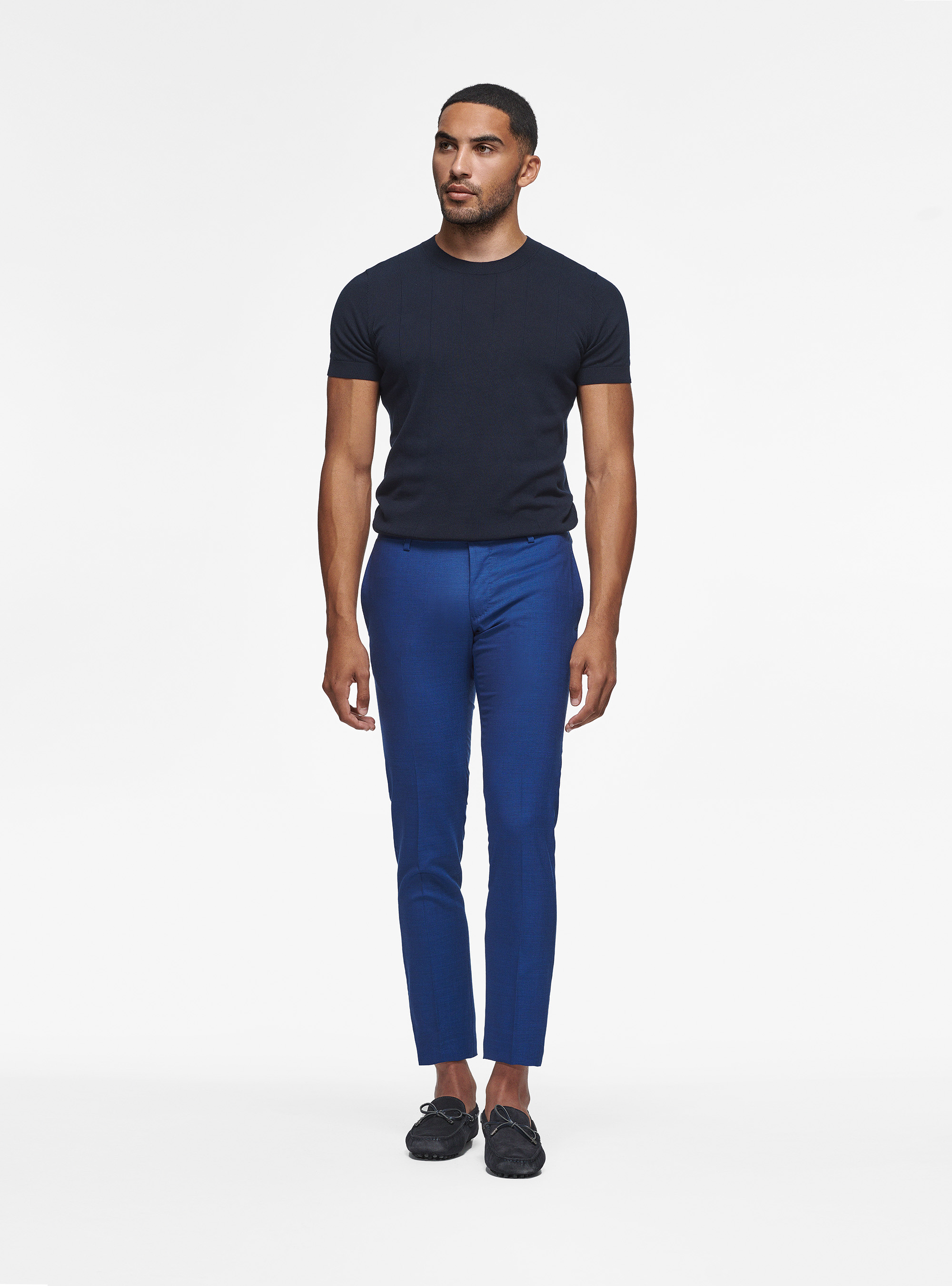 Pantaloni in pura lana superfine 120, INCHIOSTRO