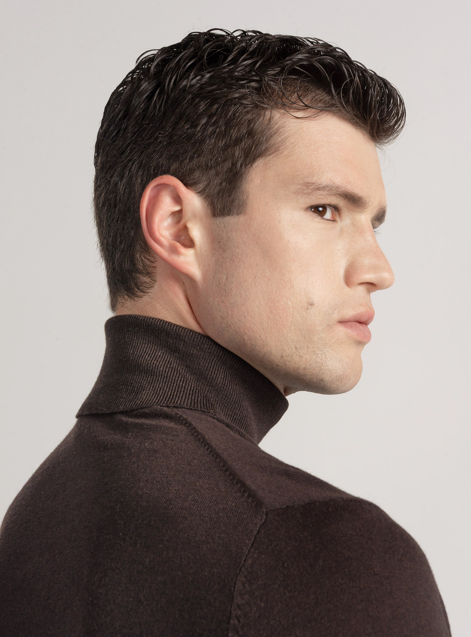 Silk and cashmere cotton turtleneck, BROWN