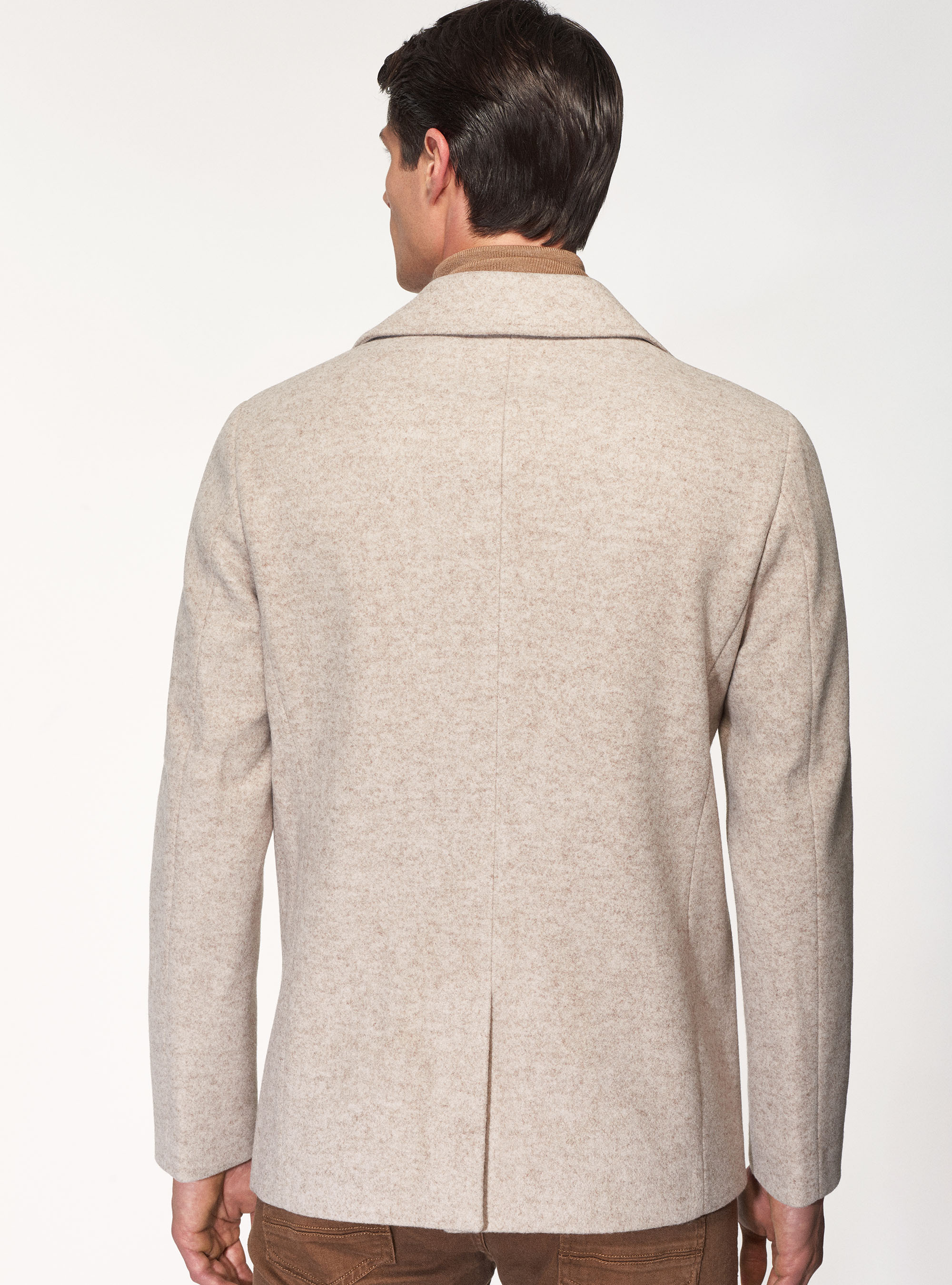 Peacoat in misto lana, ECRU