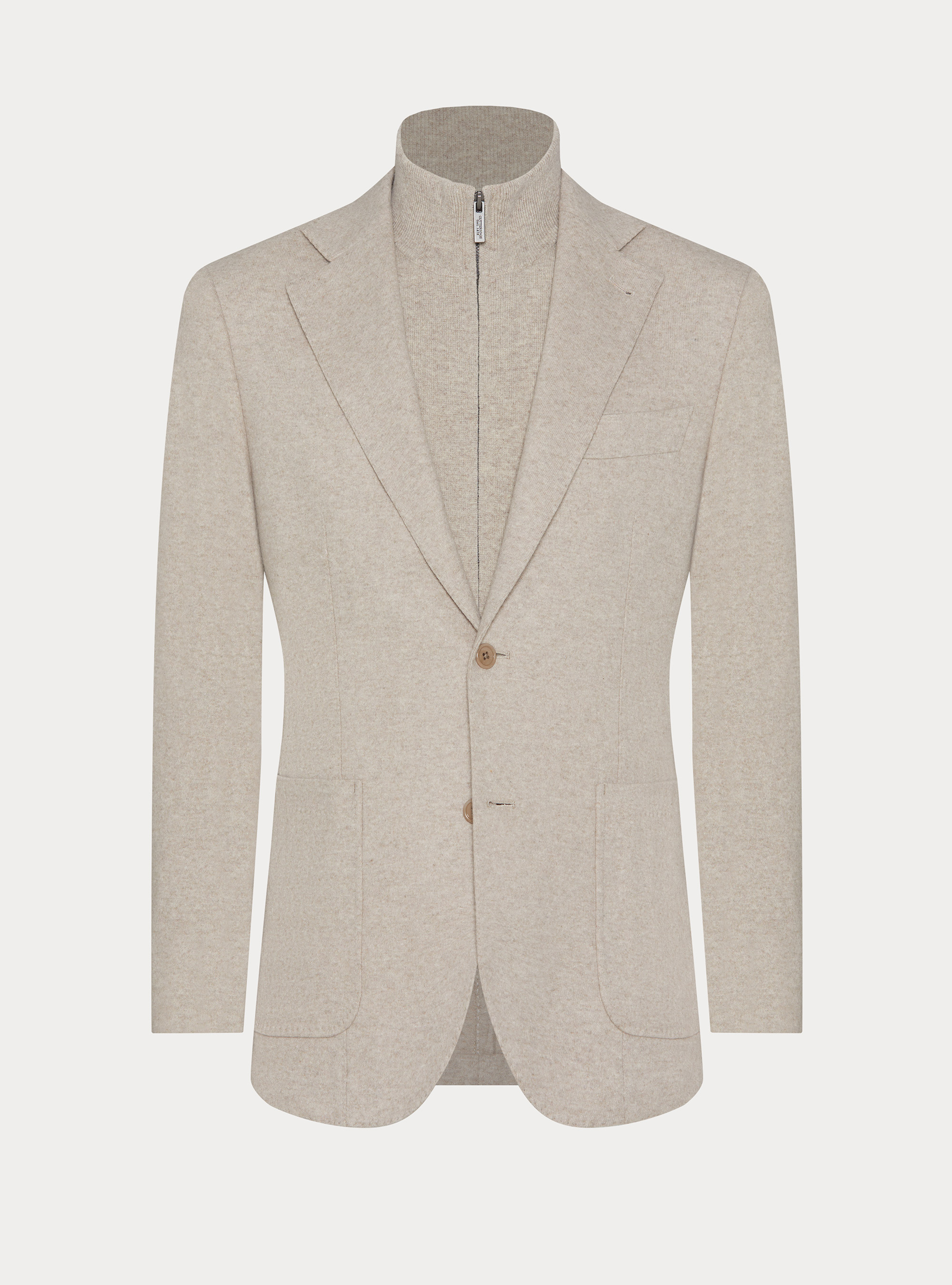 M&eacute;lange Wool-Blend Jersey Jacket with Internal Bib, ECRU