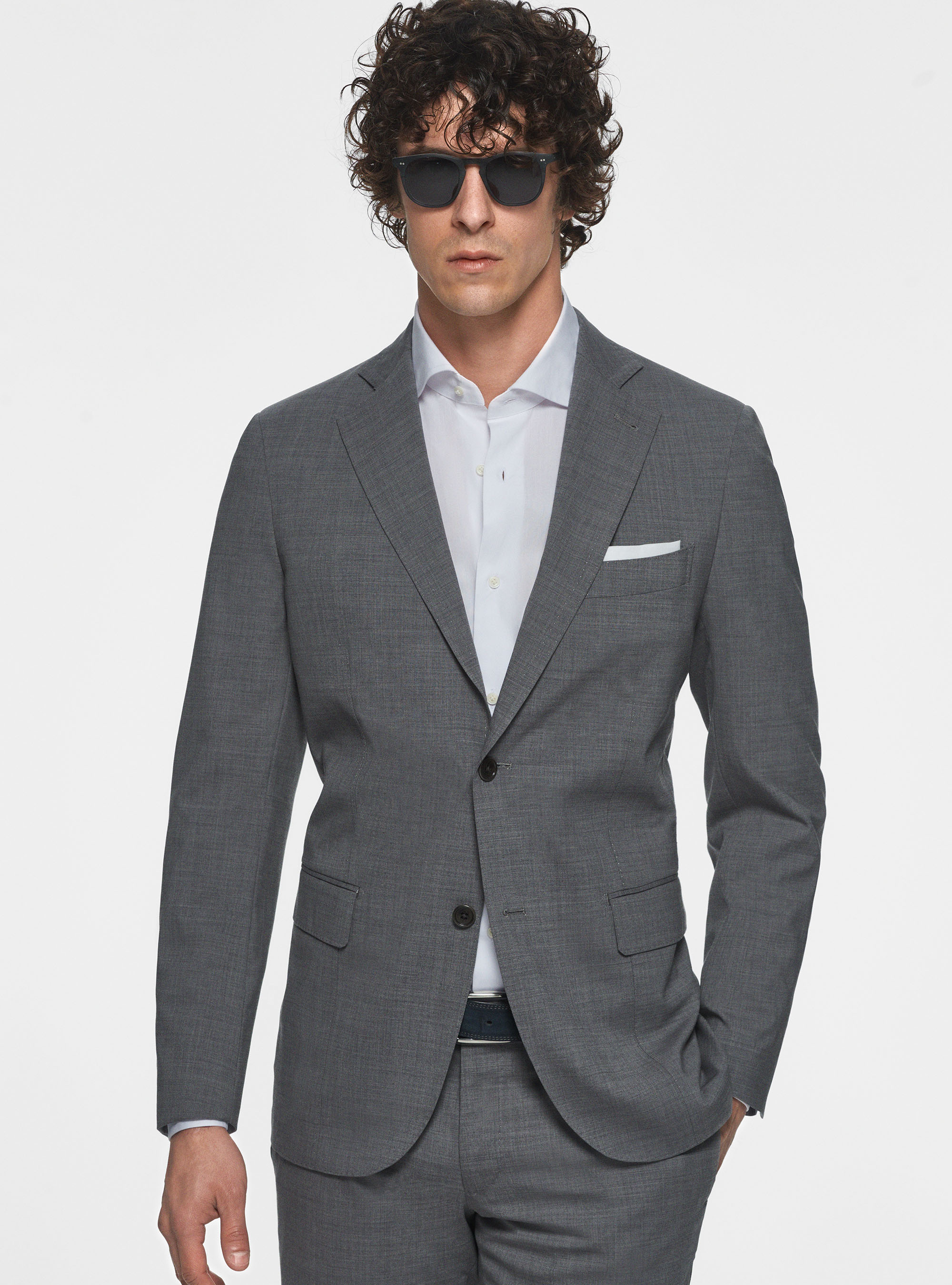 Giacca in pura lana superfine 120, GRIGIO CHIARO MELANGE