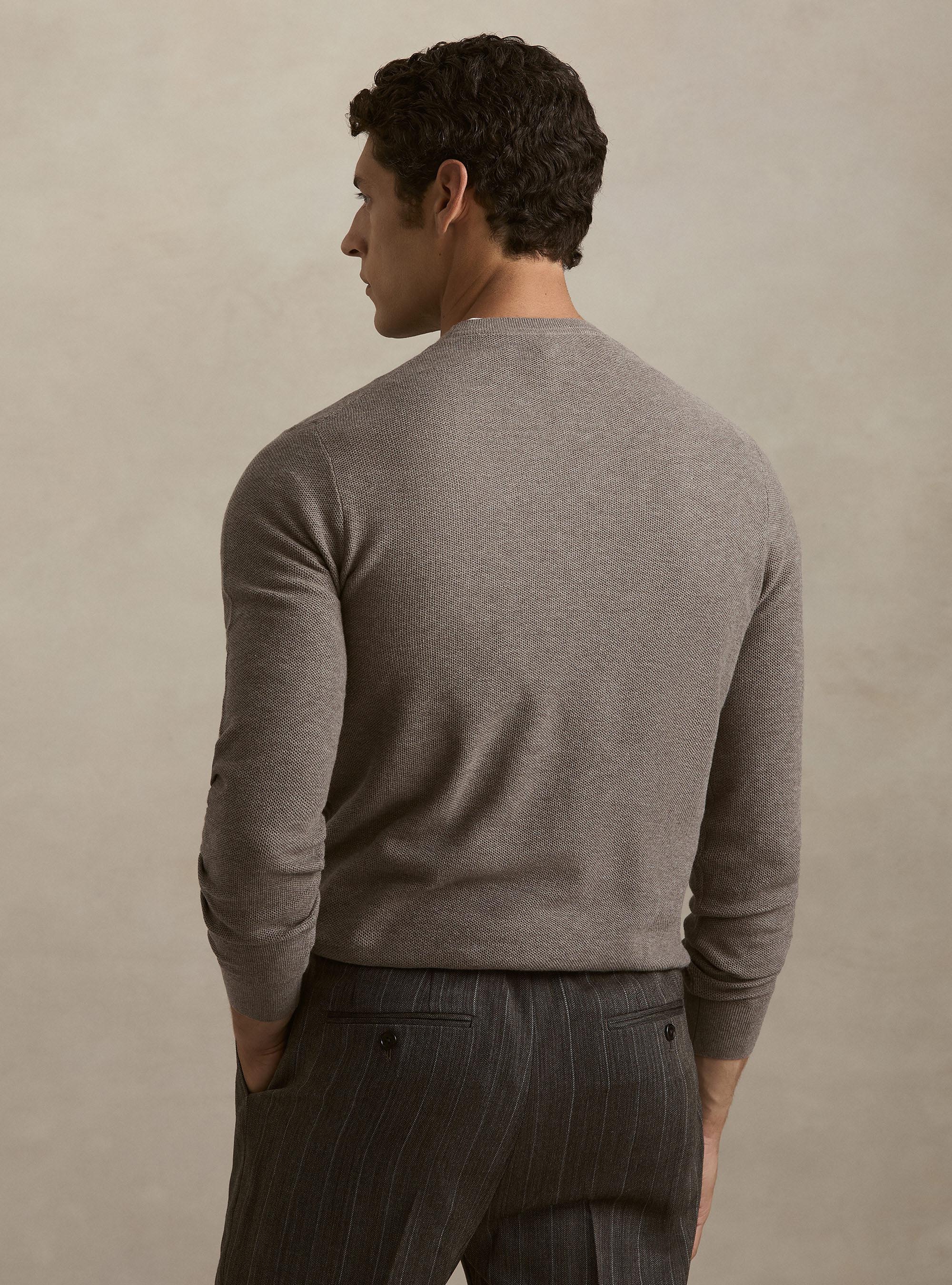 Girocollo in maglia nido d'ape in cotone cashmere, BARRO