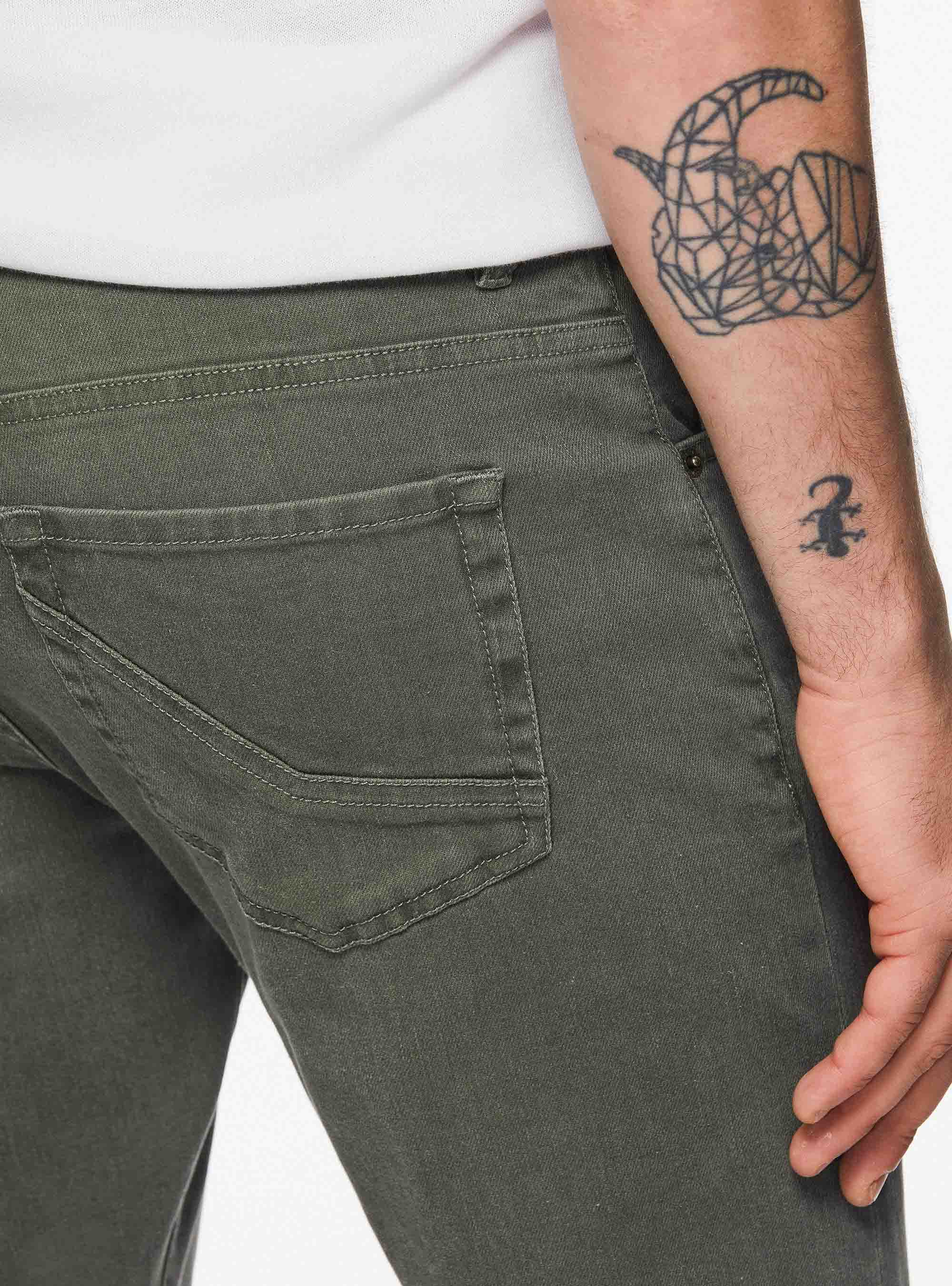 Pantaloni colorati in cotone stretch, SALVIA 0602C