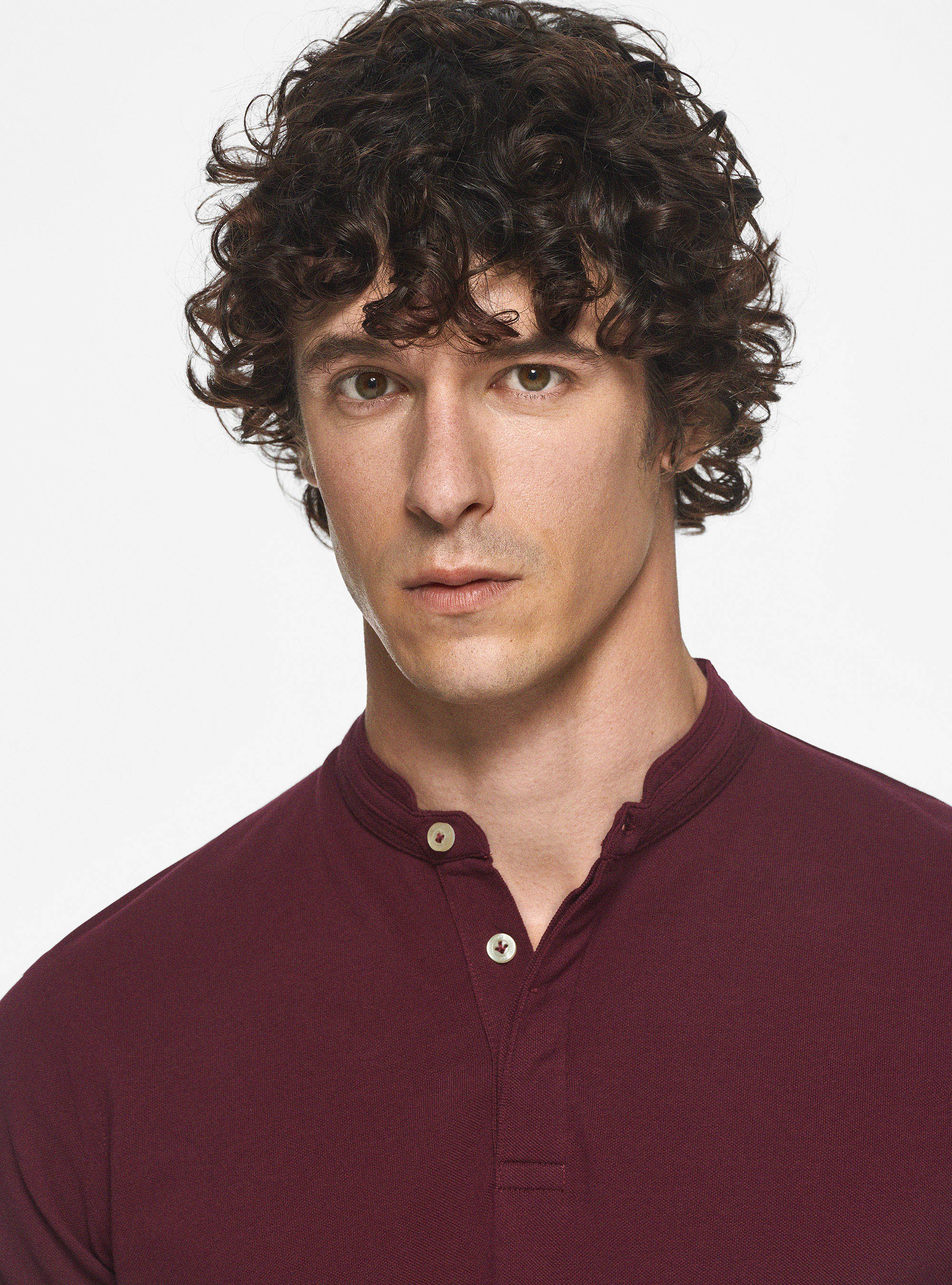 Polo coreana in piquet, BORDEAUX