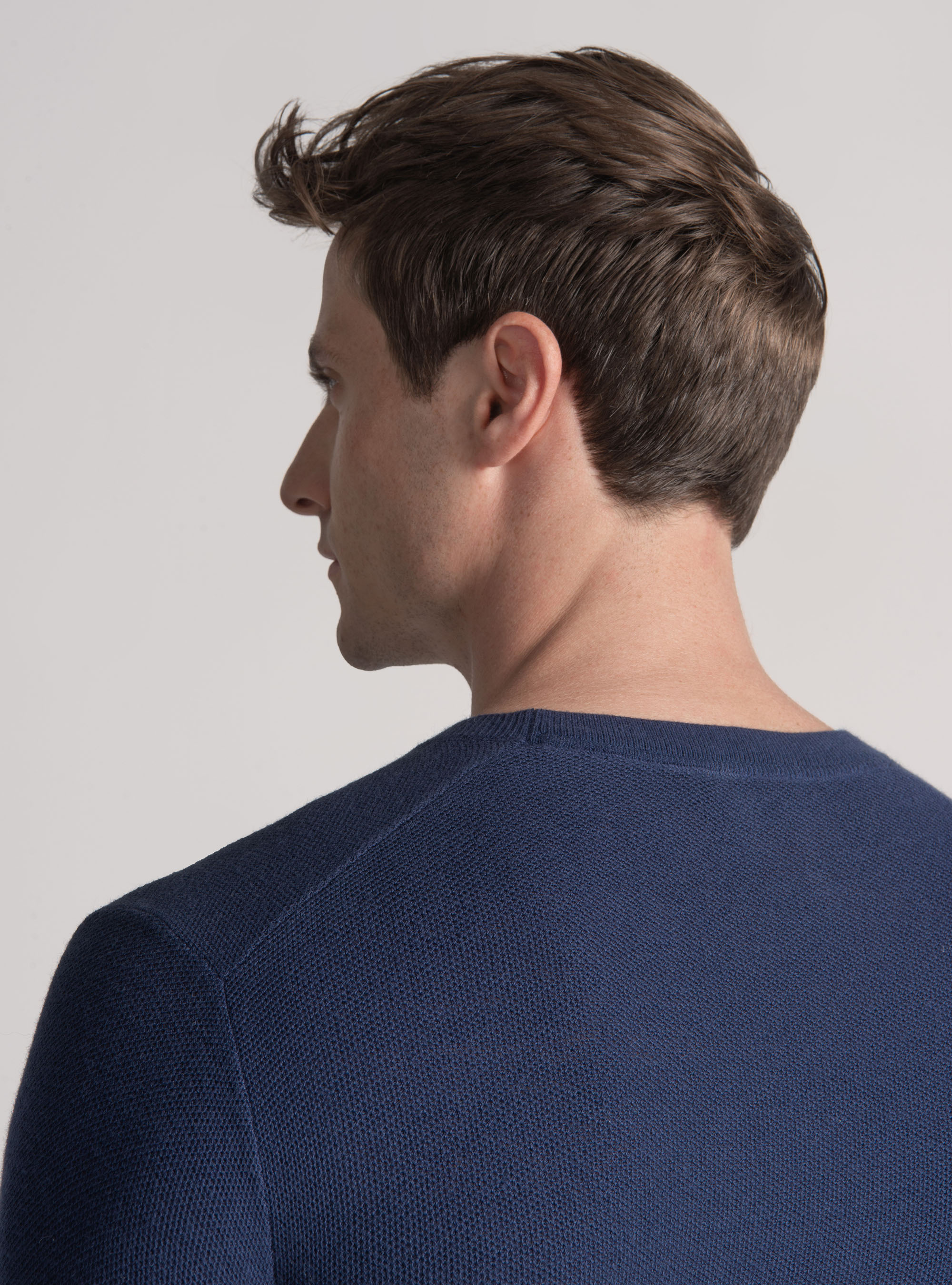 Trikot mit Rundhalsausschnitt aus Baumwolle und Kaschmir mit Wabenmuster, INCHIOSTRO 0232C