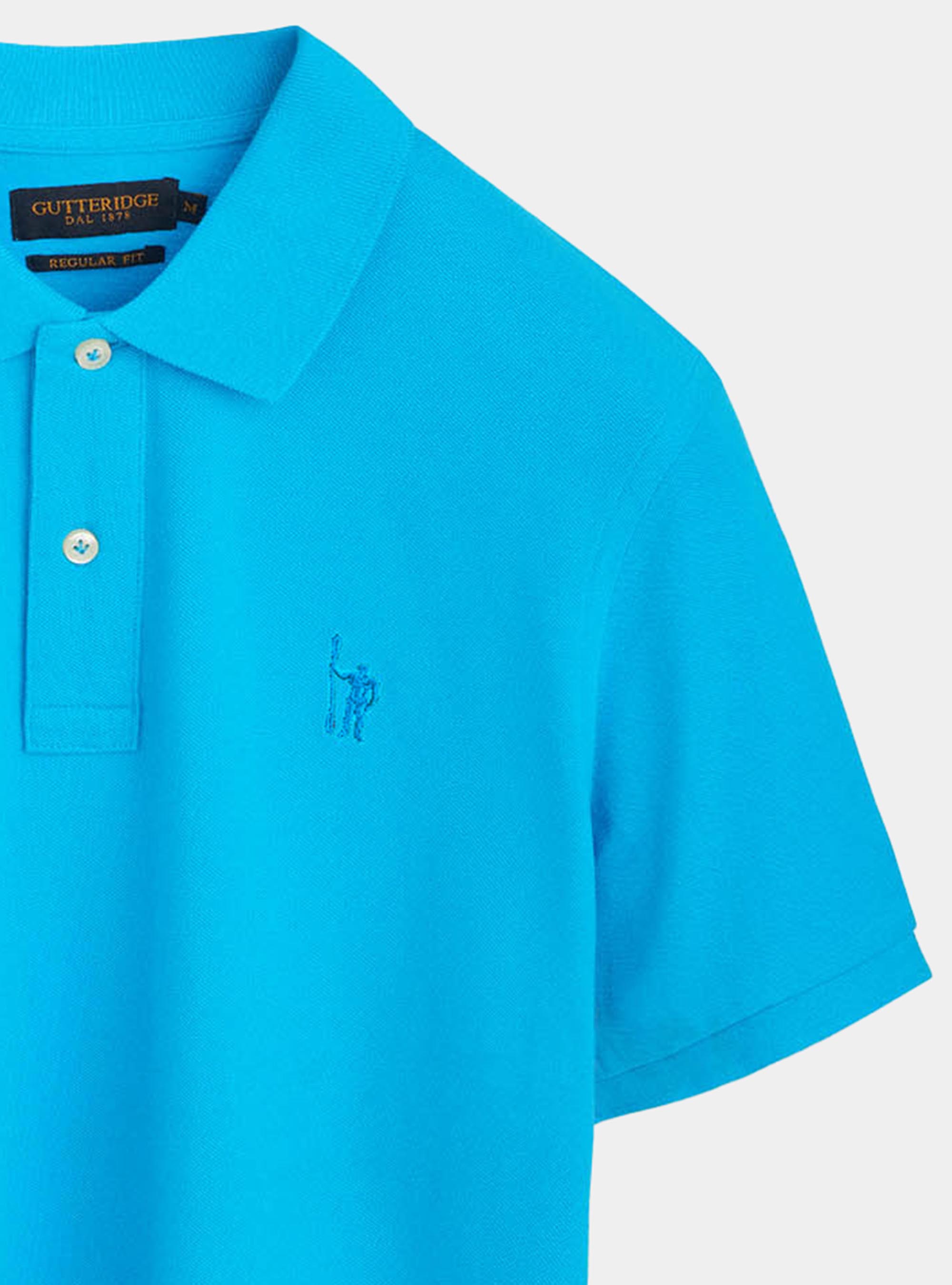 Polo classica con ricamo, TURCHESE 0258C