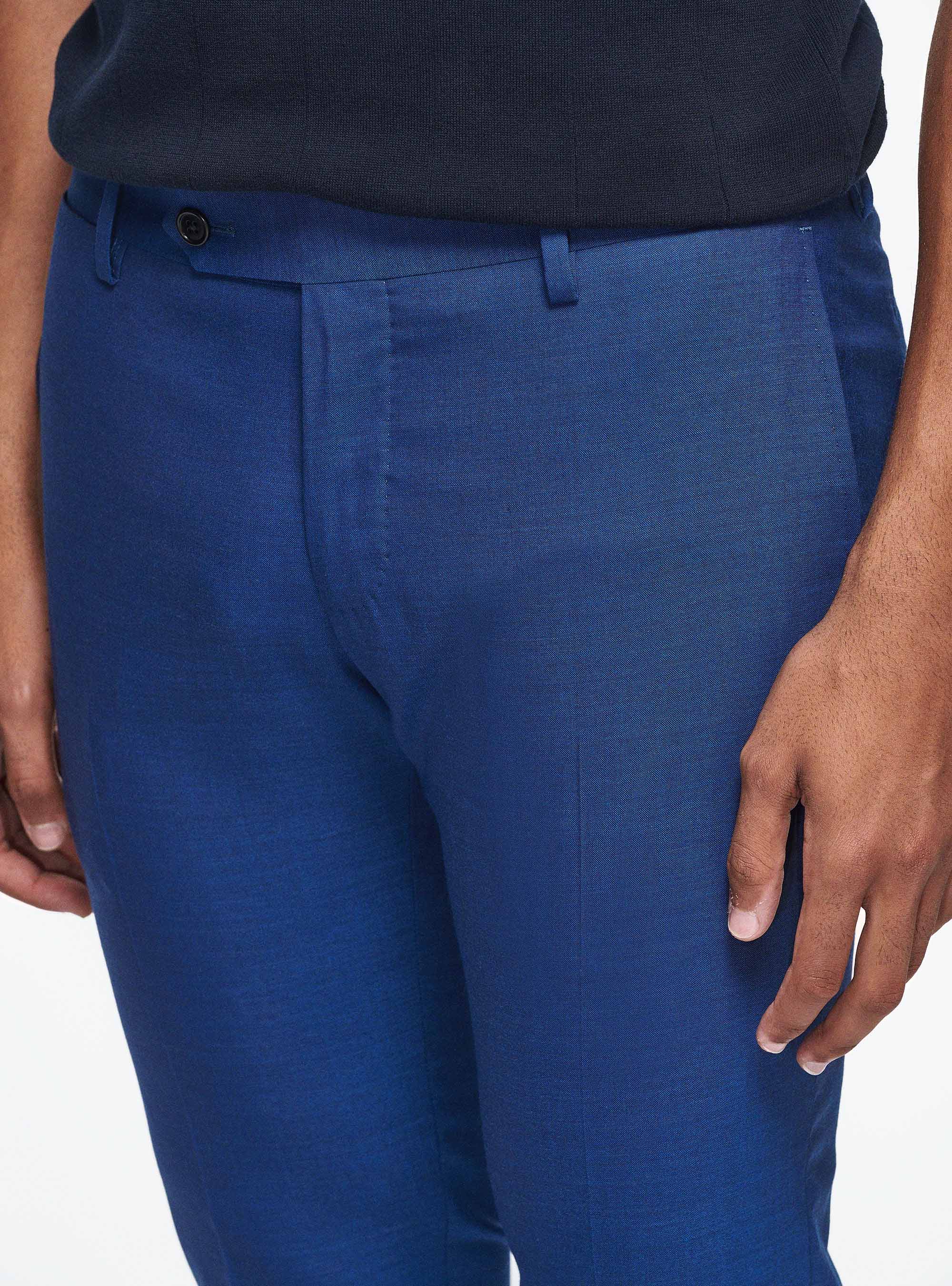 Pantaloni in pura lana superfine 120, INCHIOSTRO
