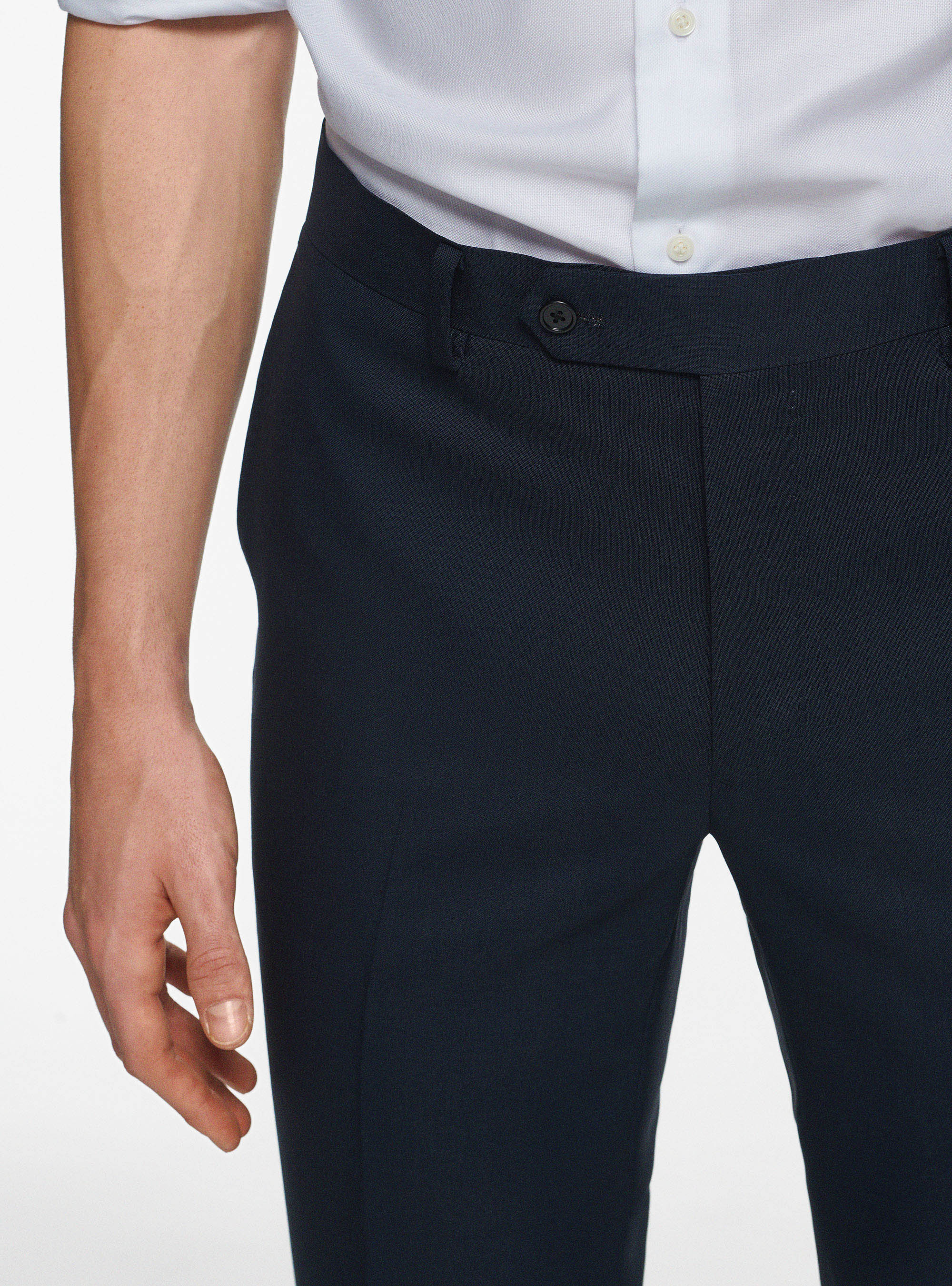 Pantaloni drop 4 in pura lana, NAVY