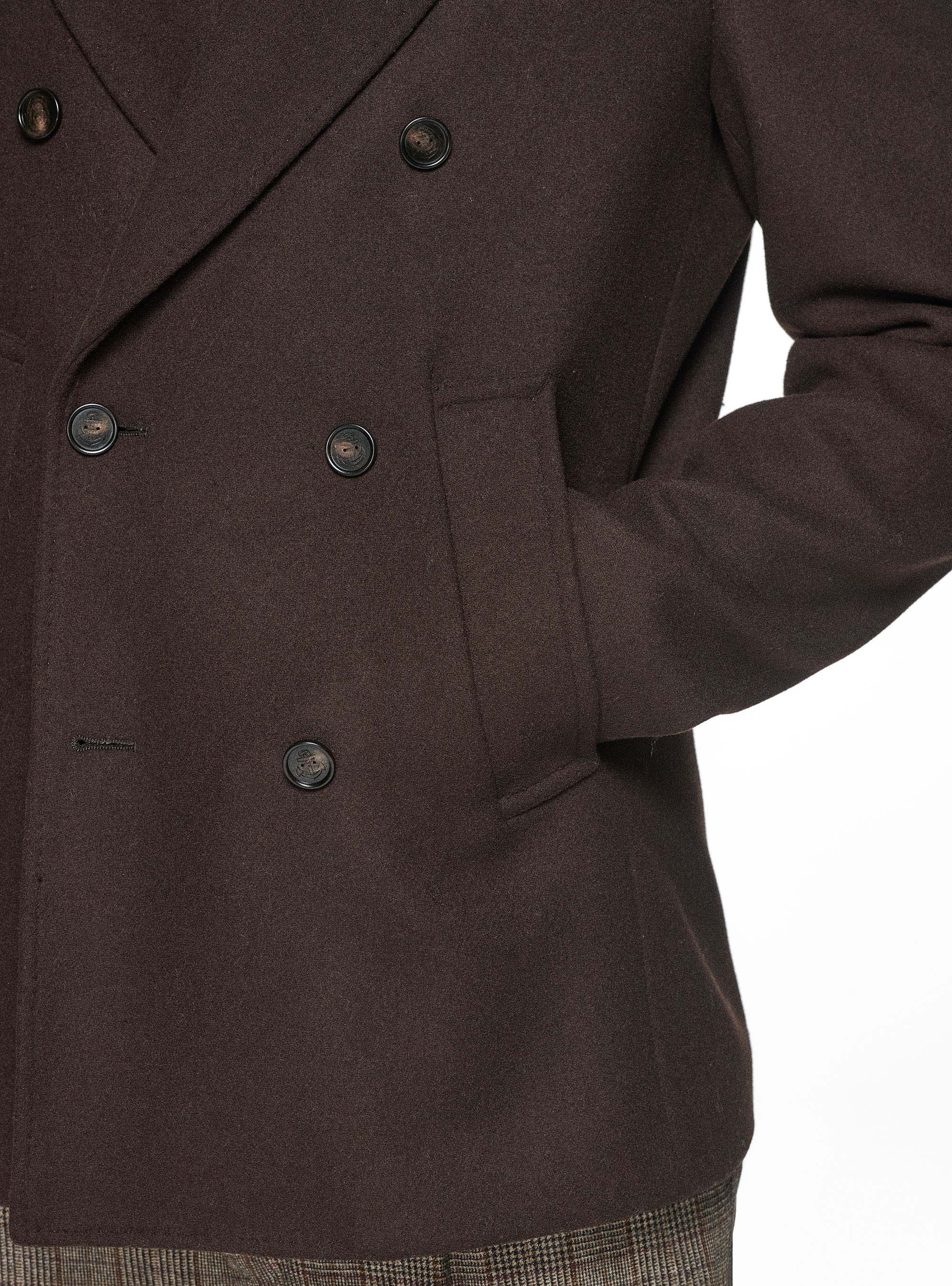 Chaquetón en mezcla de lana, MARRON