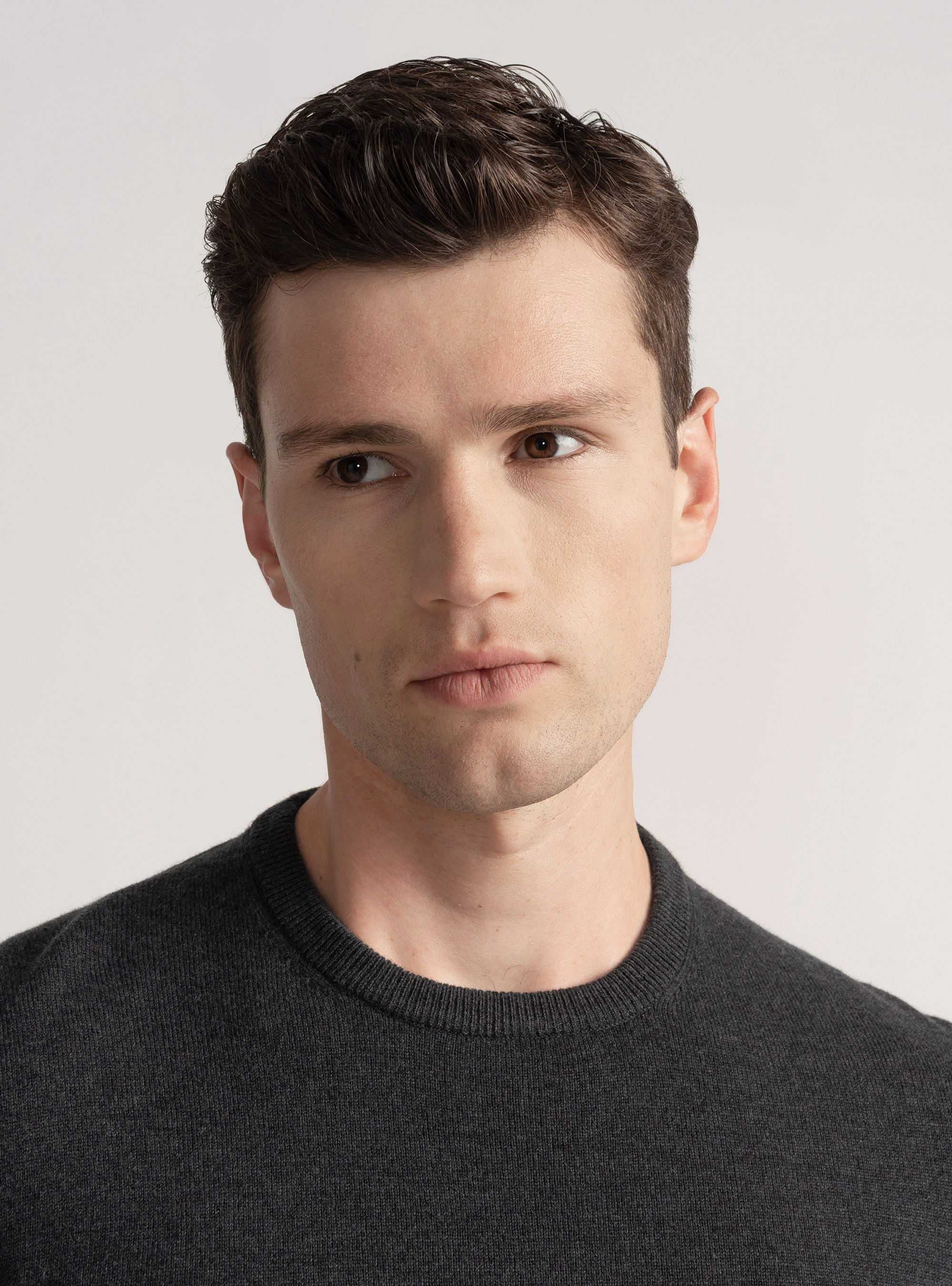 Trikot mit Rundhalsausschnitt aus Lambswool und Kaschmir, ASFALTO 0115C