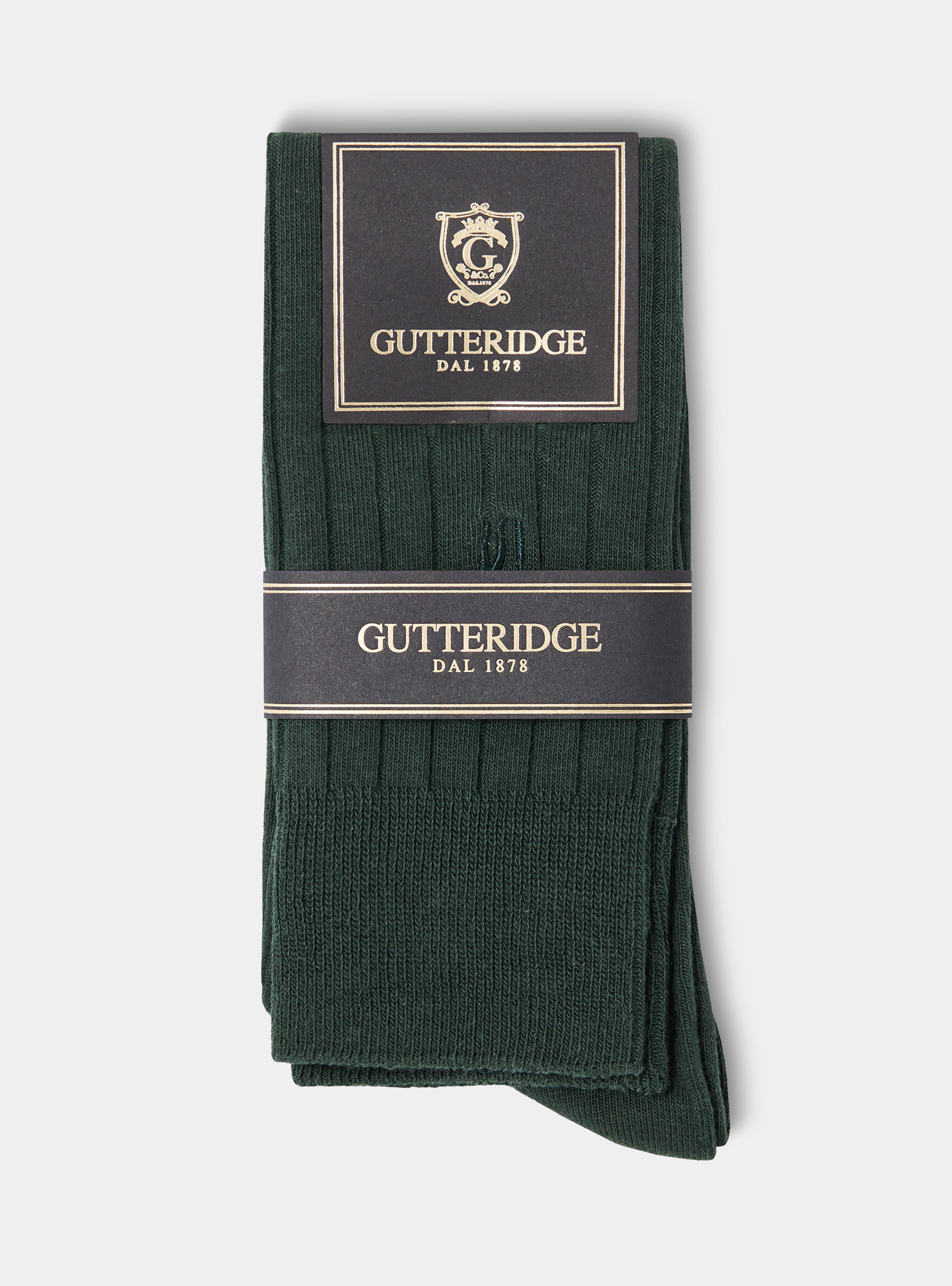 Calcetines de canalé con bordado, VERDE