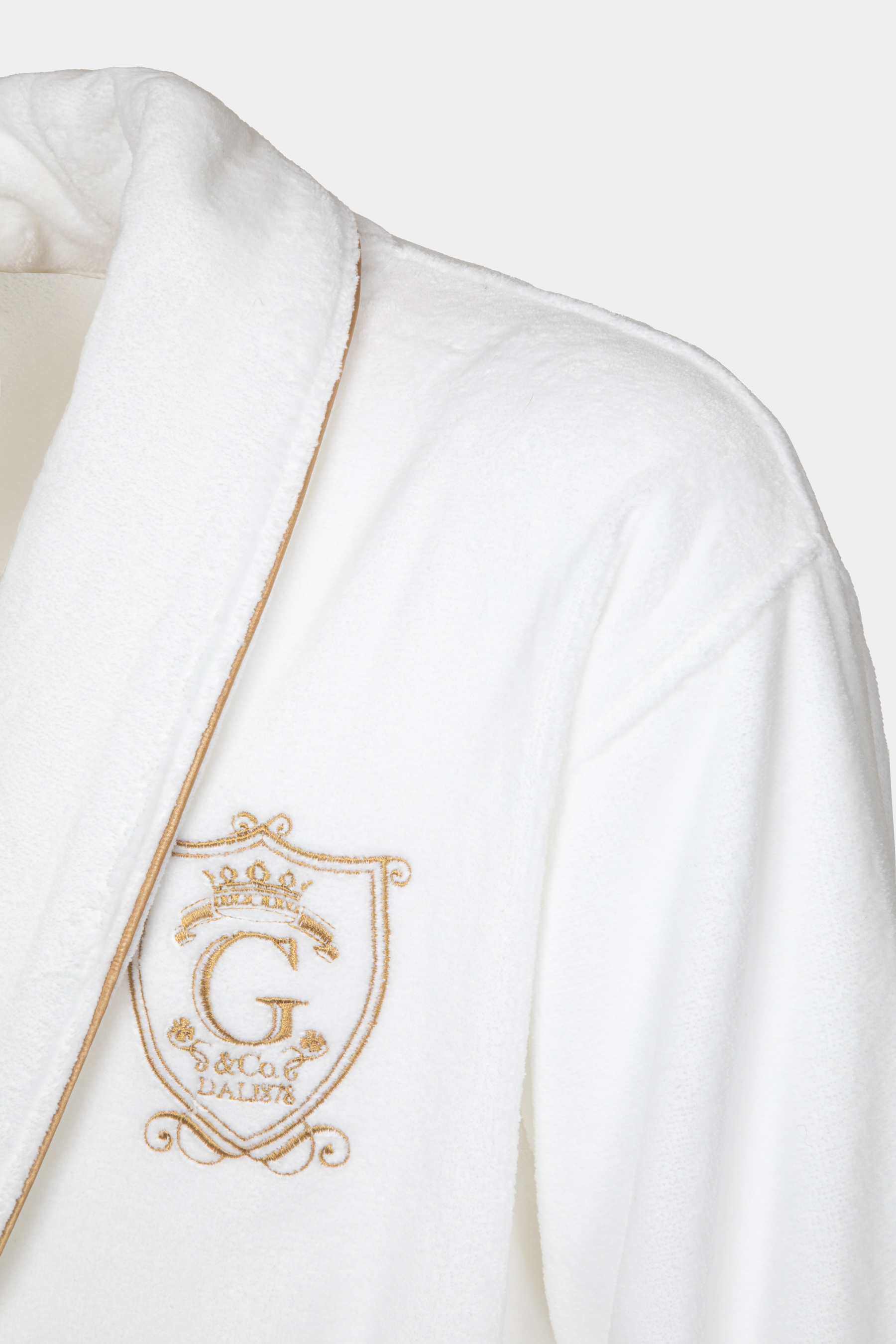 Accappatoio in cotone con stemma ricamato, BIANCO