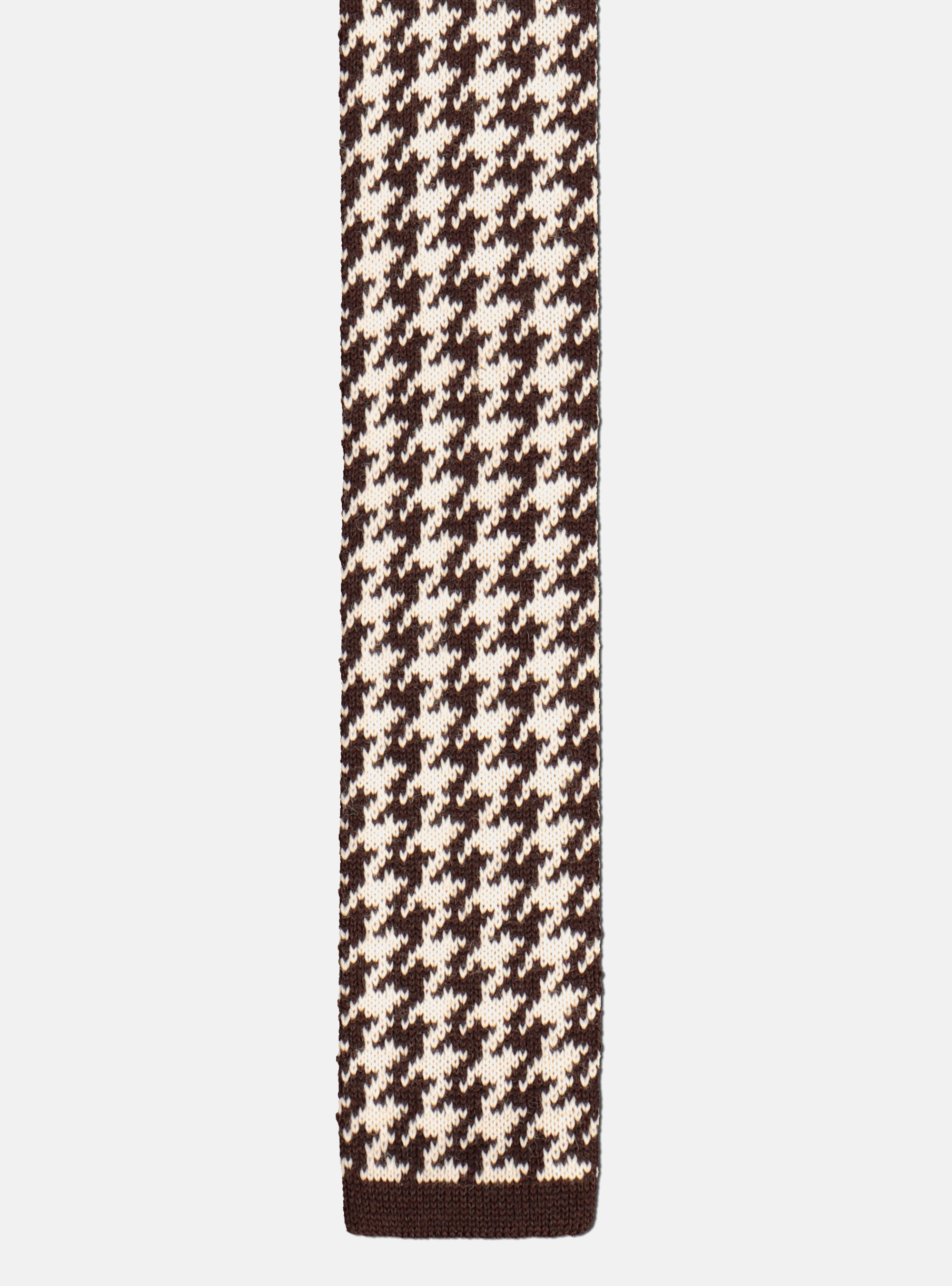 Cravatta in maglia di lana pied de poule, MARRONE