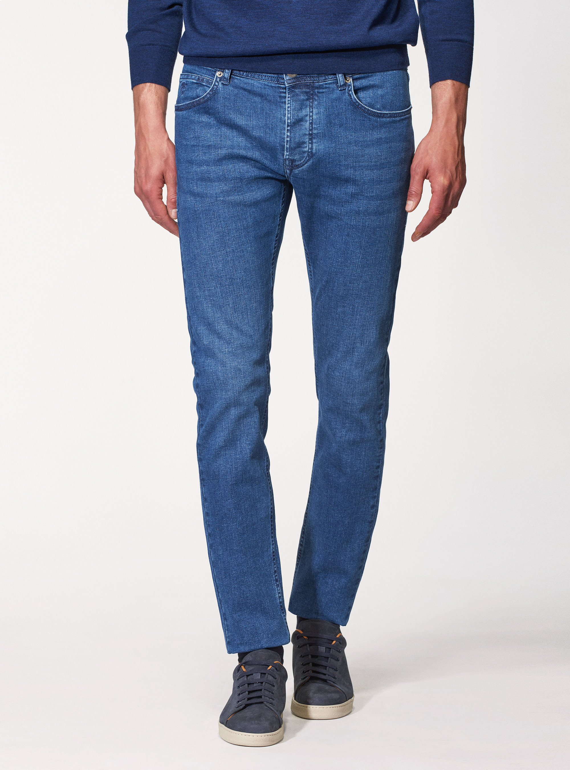 Pantaloni 5 tasche tailor fit, BLU